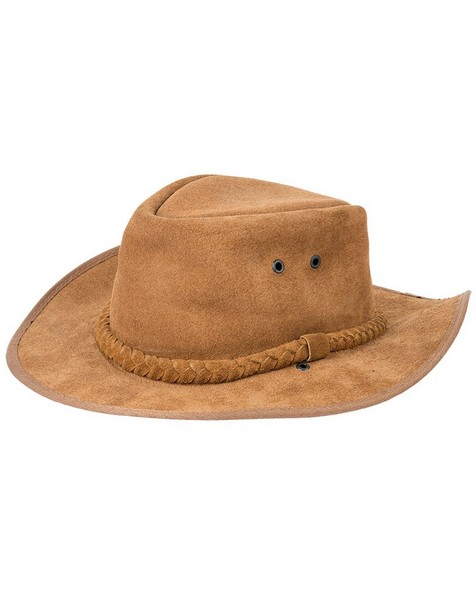 Oryx Suede Leather Hat -  brown