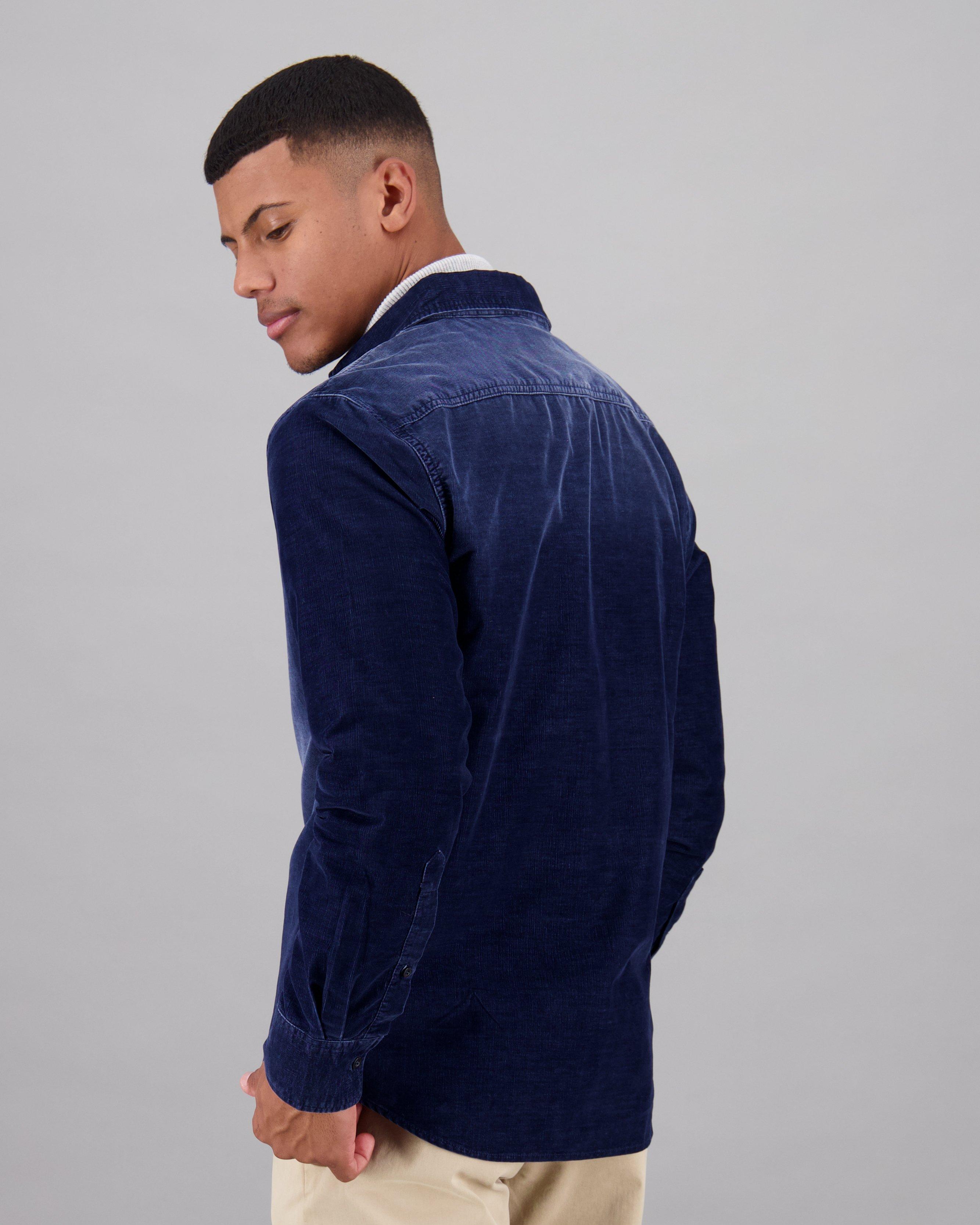  Men’s Landon Corduroy Slim Fit Shirt  -  Indigo