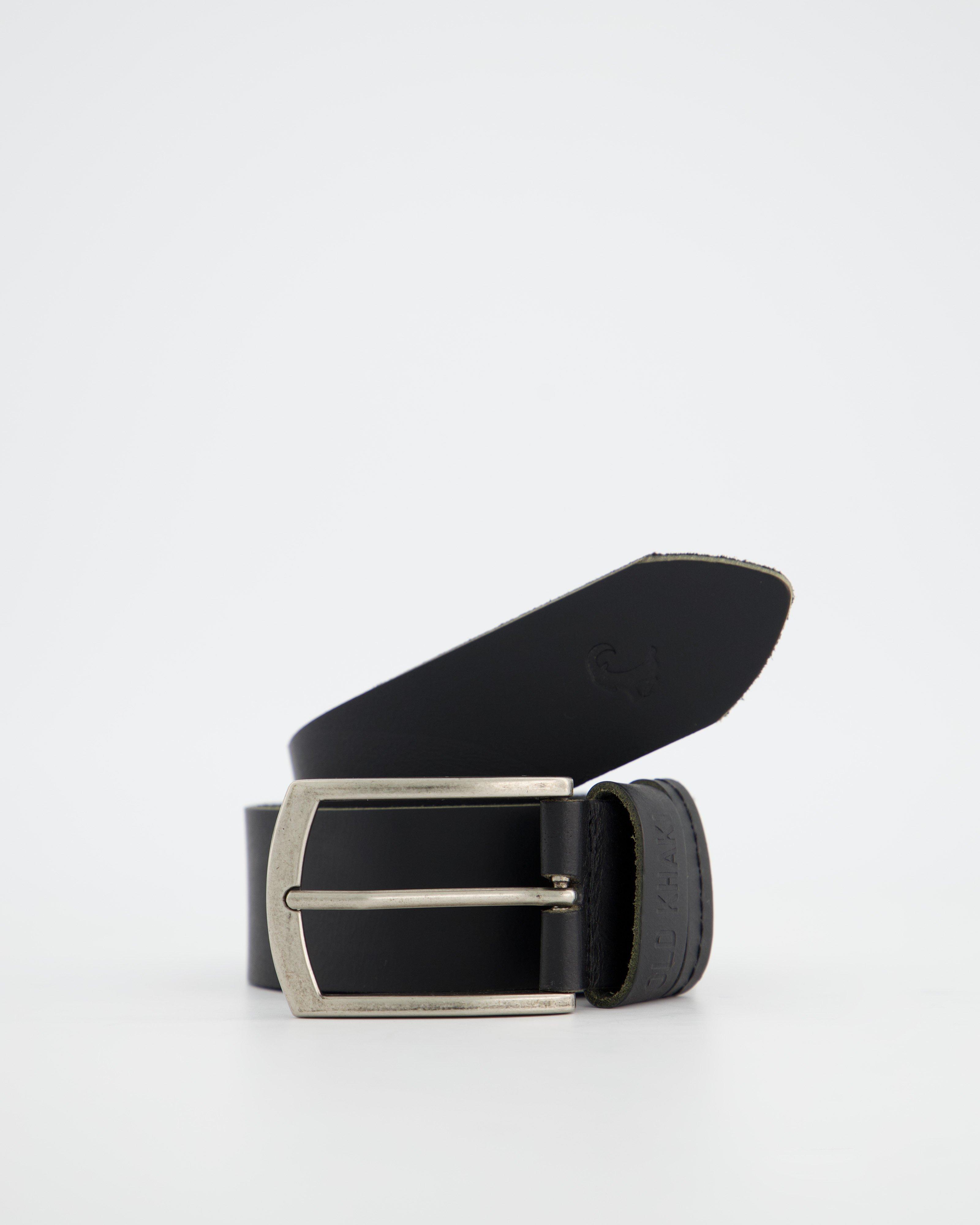 Men's Cyprus Stud and Loop Detail Leather Belt -  Black