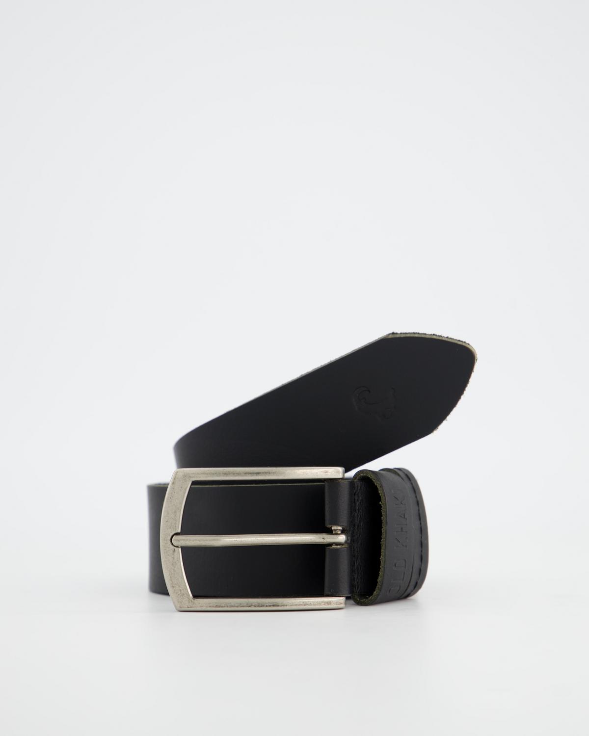 Cyprus Stud and Loop Detail Leather Belt -  Black