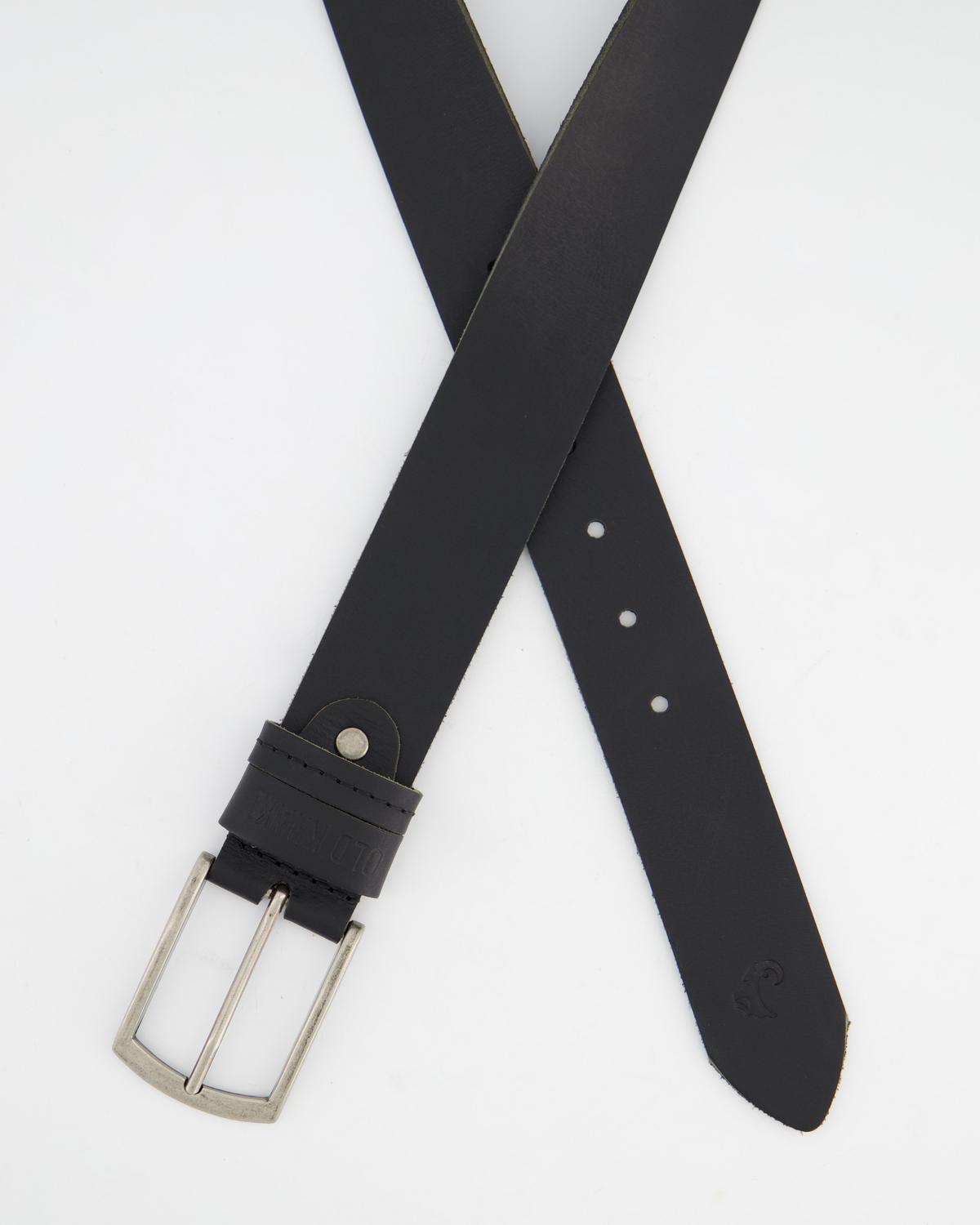 Cyprus Stud and Loop Detail Leather Belt -  Black