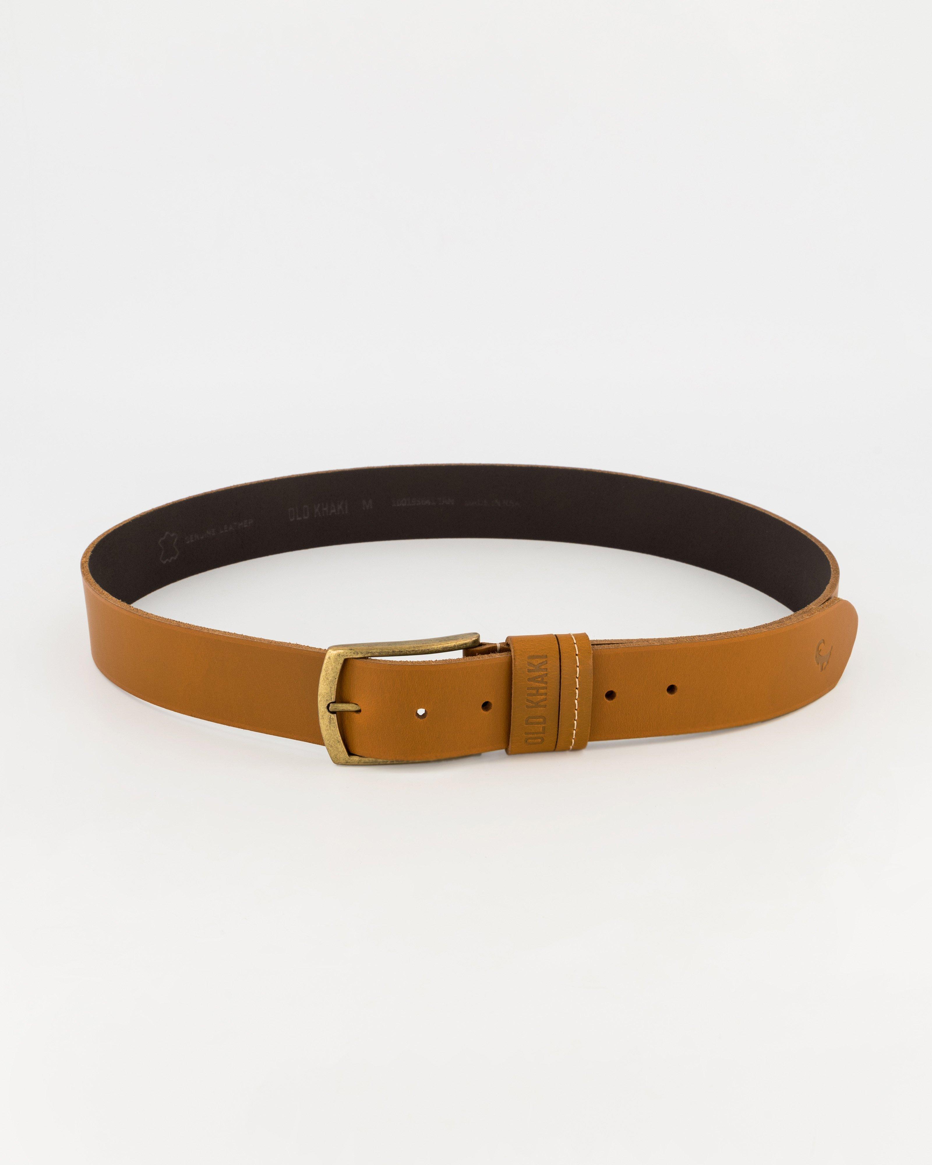 Men's Cyprus Stud and Loop Detail Leather Belt -  Tan