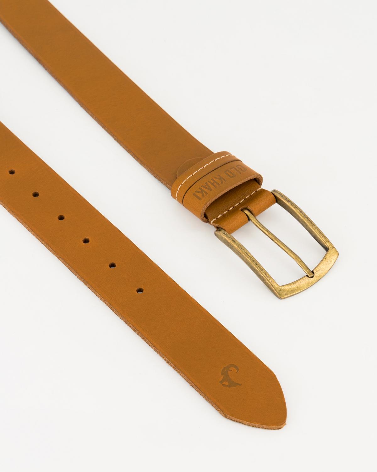 Cyprus Stud and Loop Detail Leather Belt -  Tan