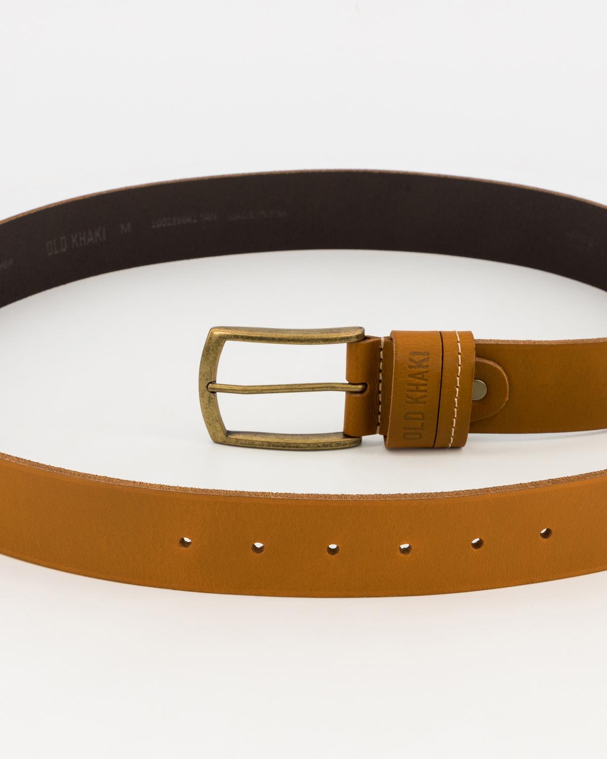 Cyprus Stud and Loop Detail Leather Belt -  Tan