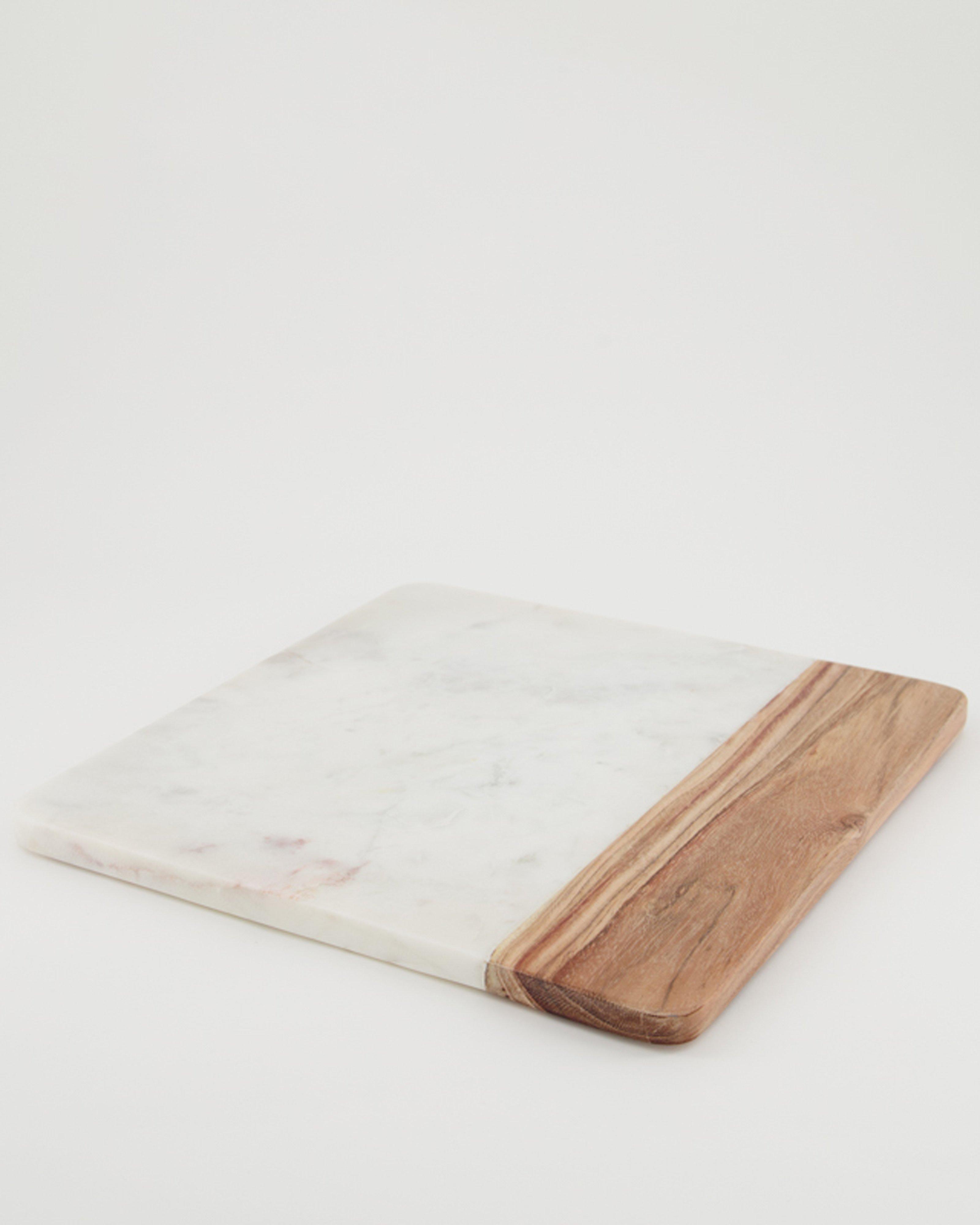 Marble and Wood Serving Board -  White