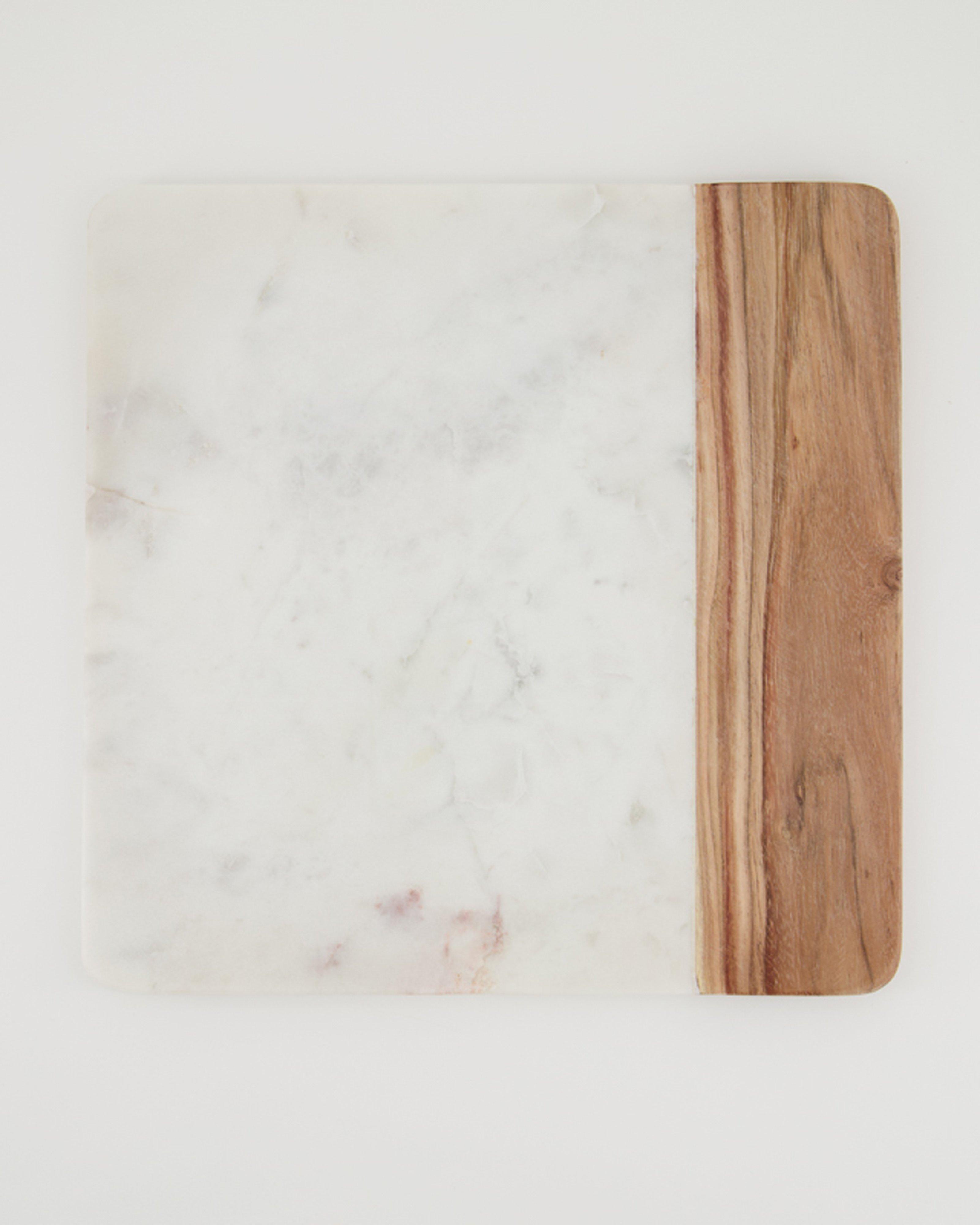 Marble and Wood Serving Board -  White