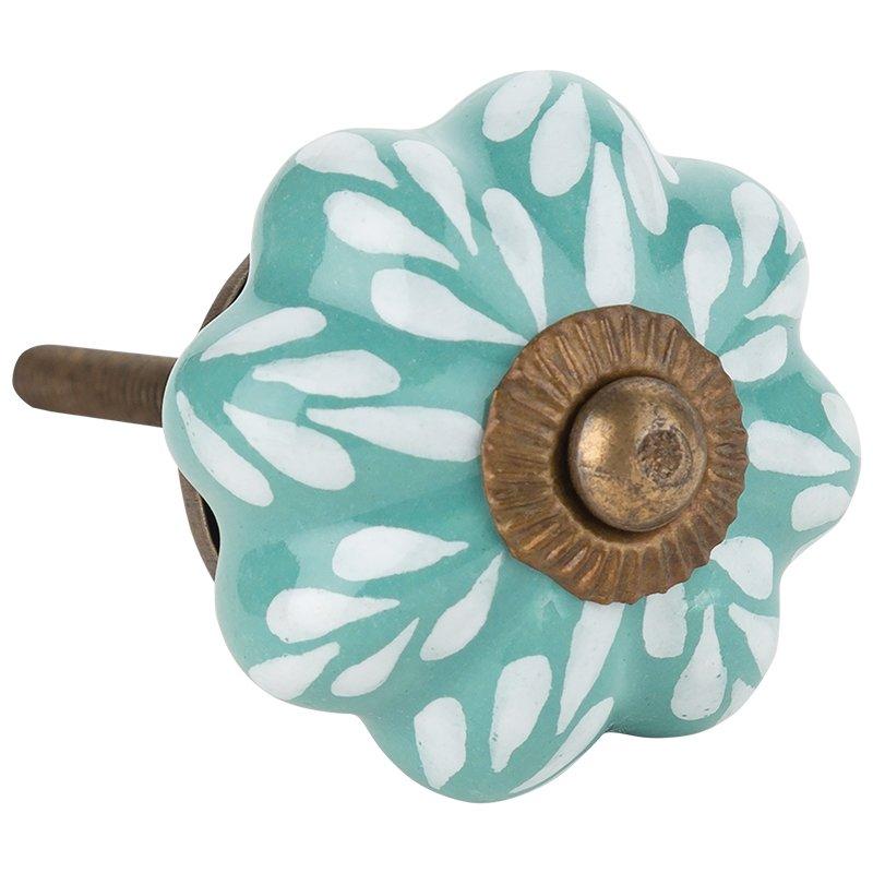 Sea Green Leaf Knob -  Green