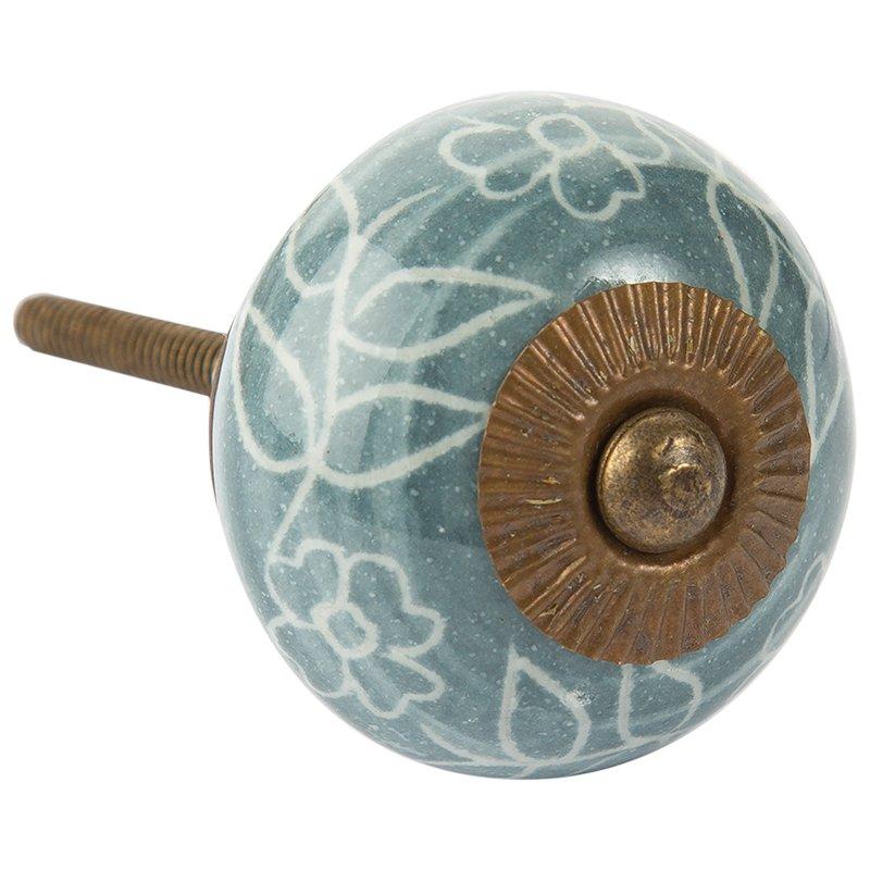 Fine Flower Grey Knob -  Grey