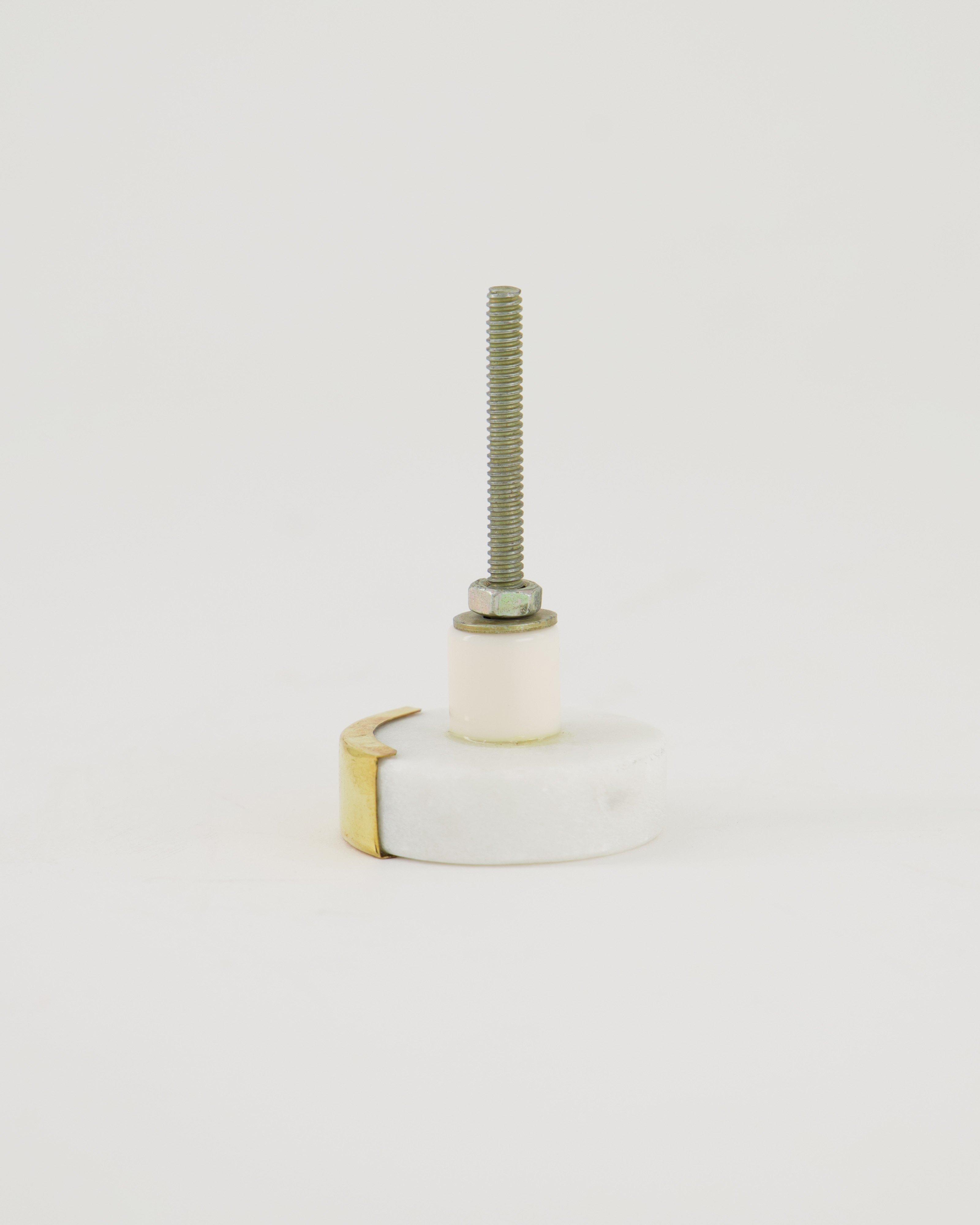 White Marble with Gold Border Knob -  White