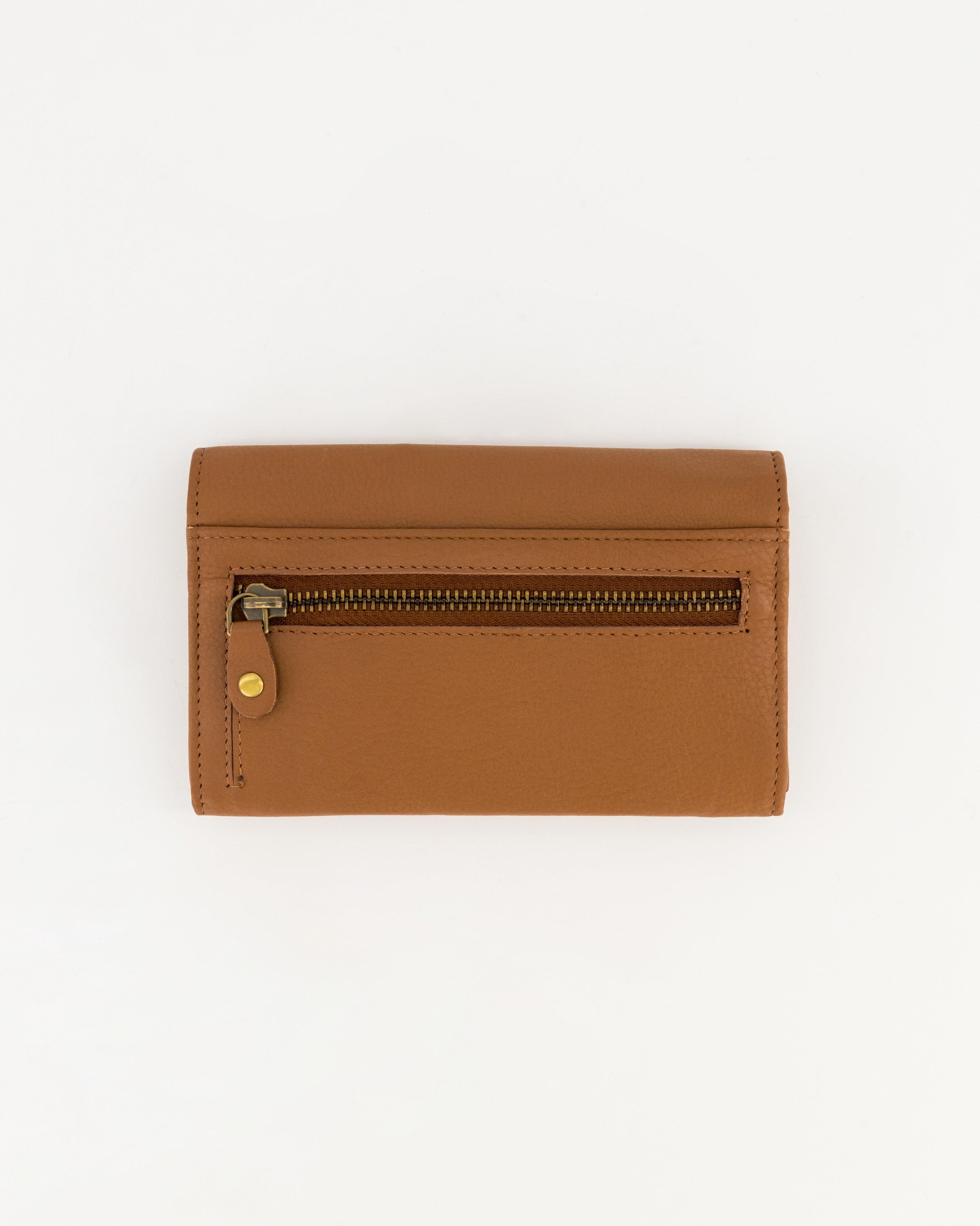 Zintle Fold-Over Leather Wallet -  Tan