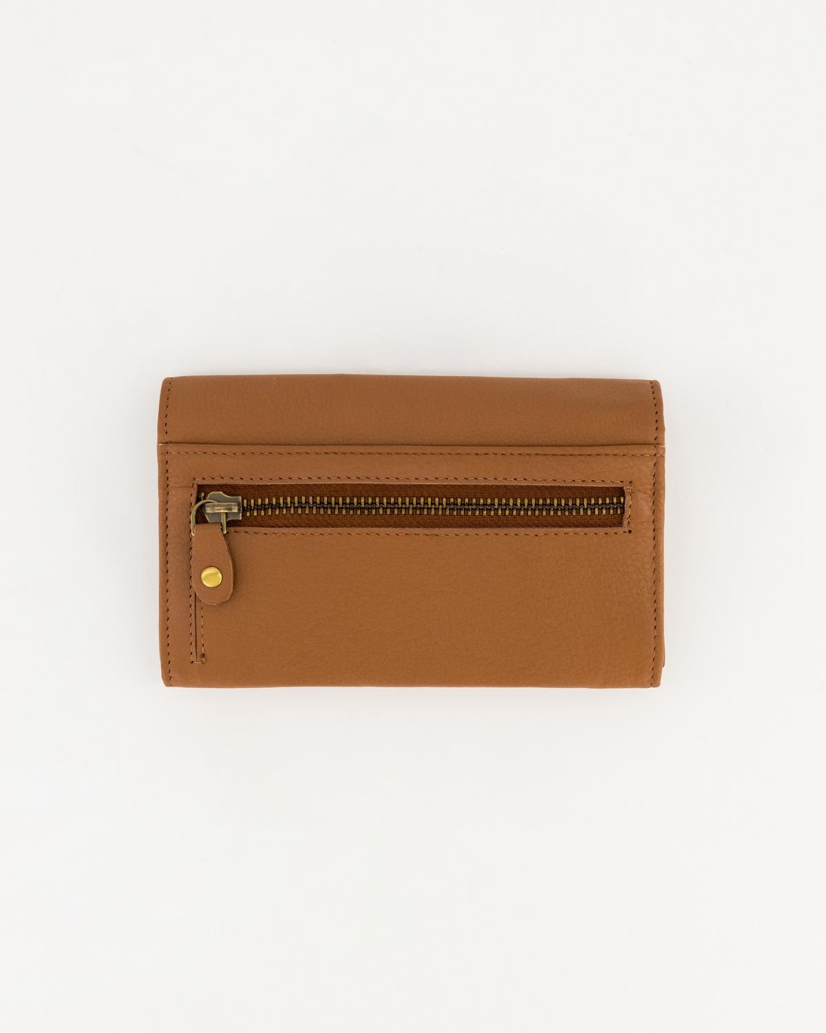 Zintle Fold-Over Leather Wallet -  Tan