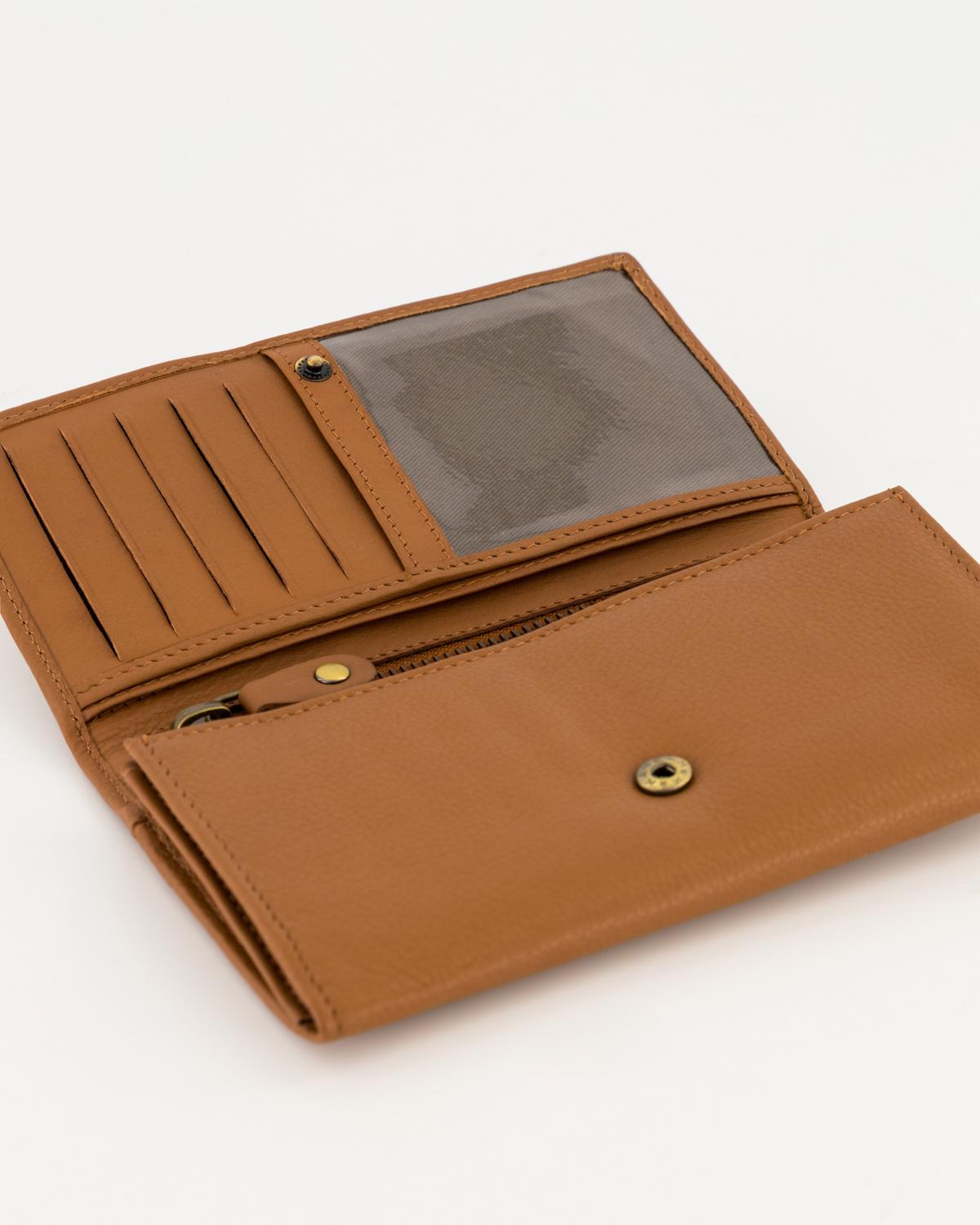 Zintle Fold-Over Leather Wallet -  Tan