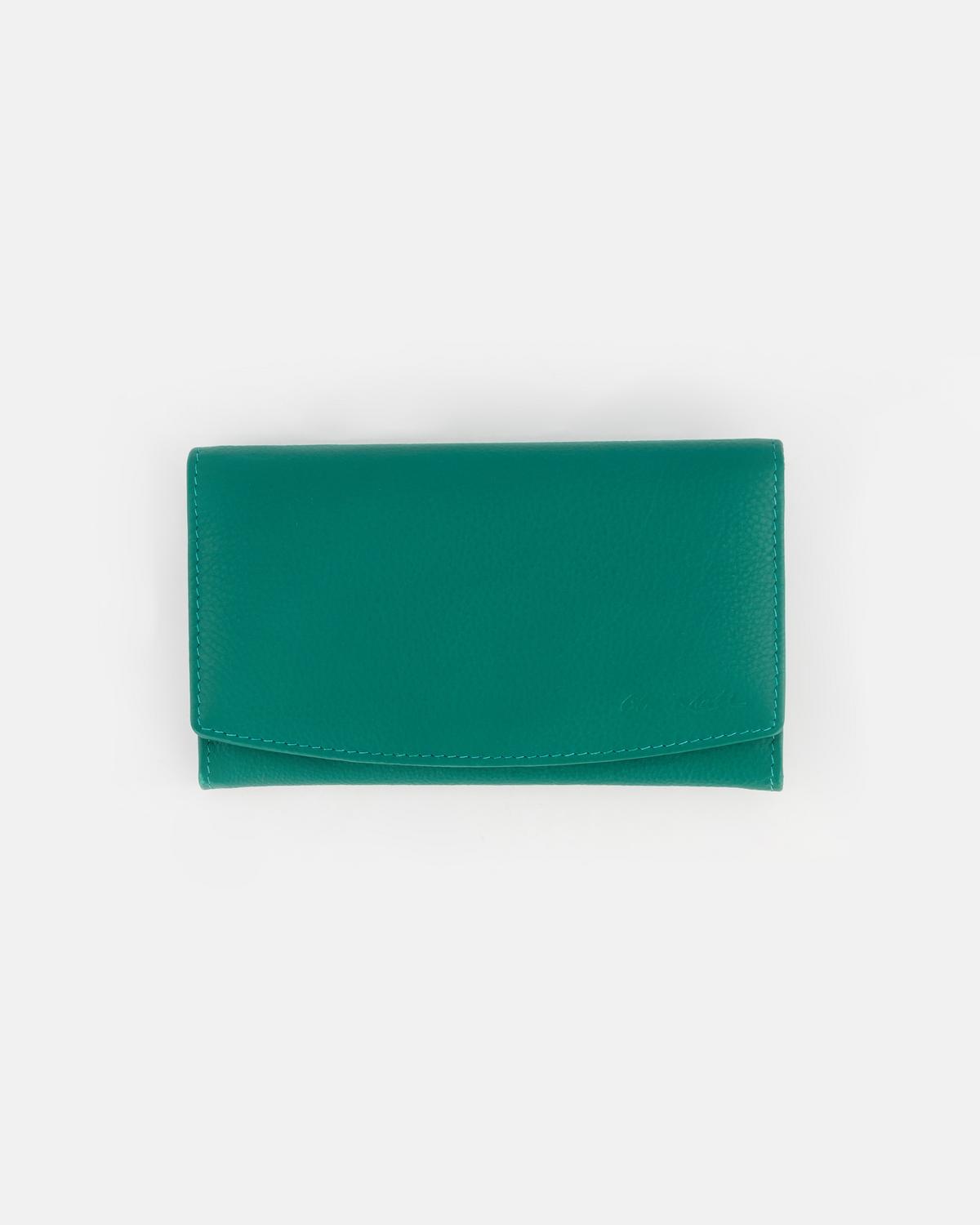 Zintle Fold-Over Leather Wallet -  Green
