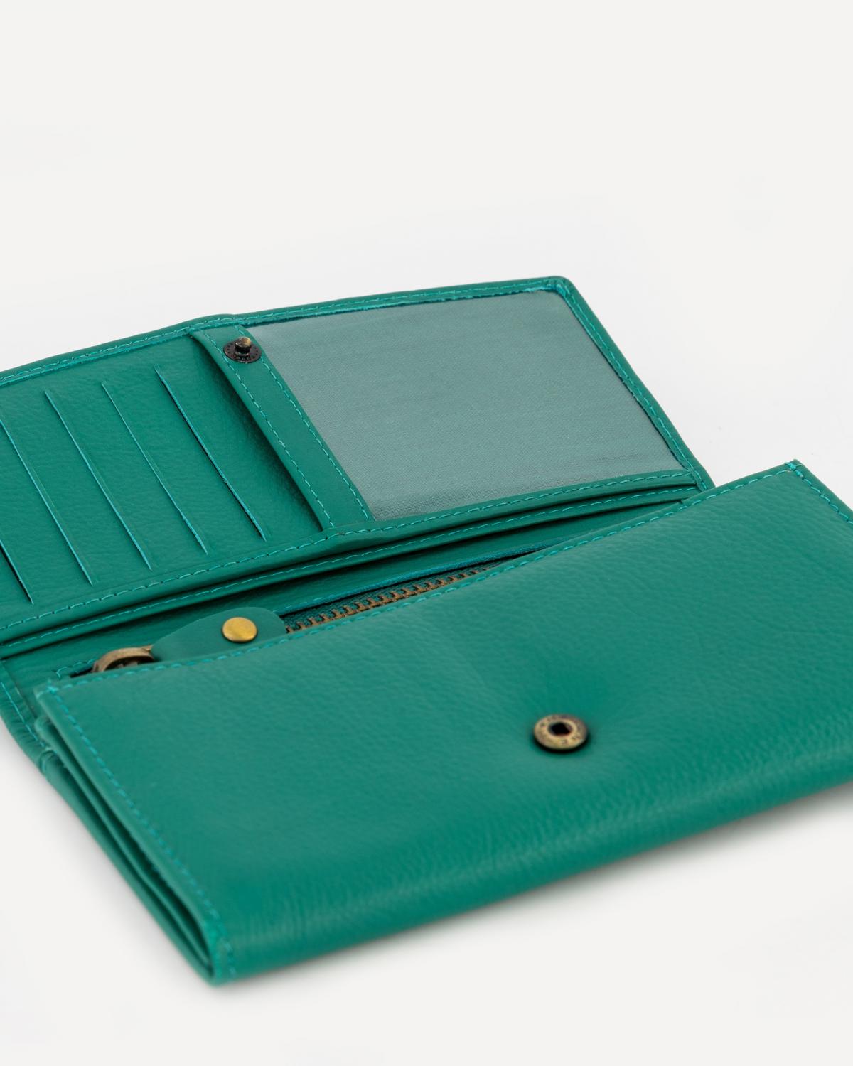 Zintle Fold-Over Leather Wallet -  Green