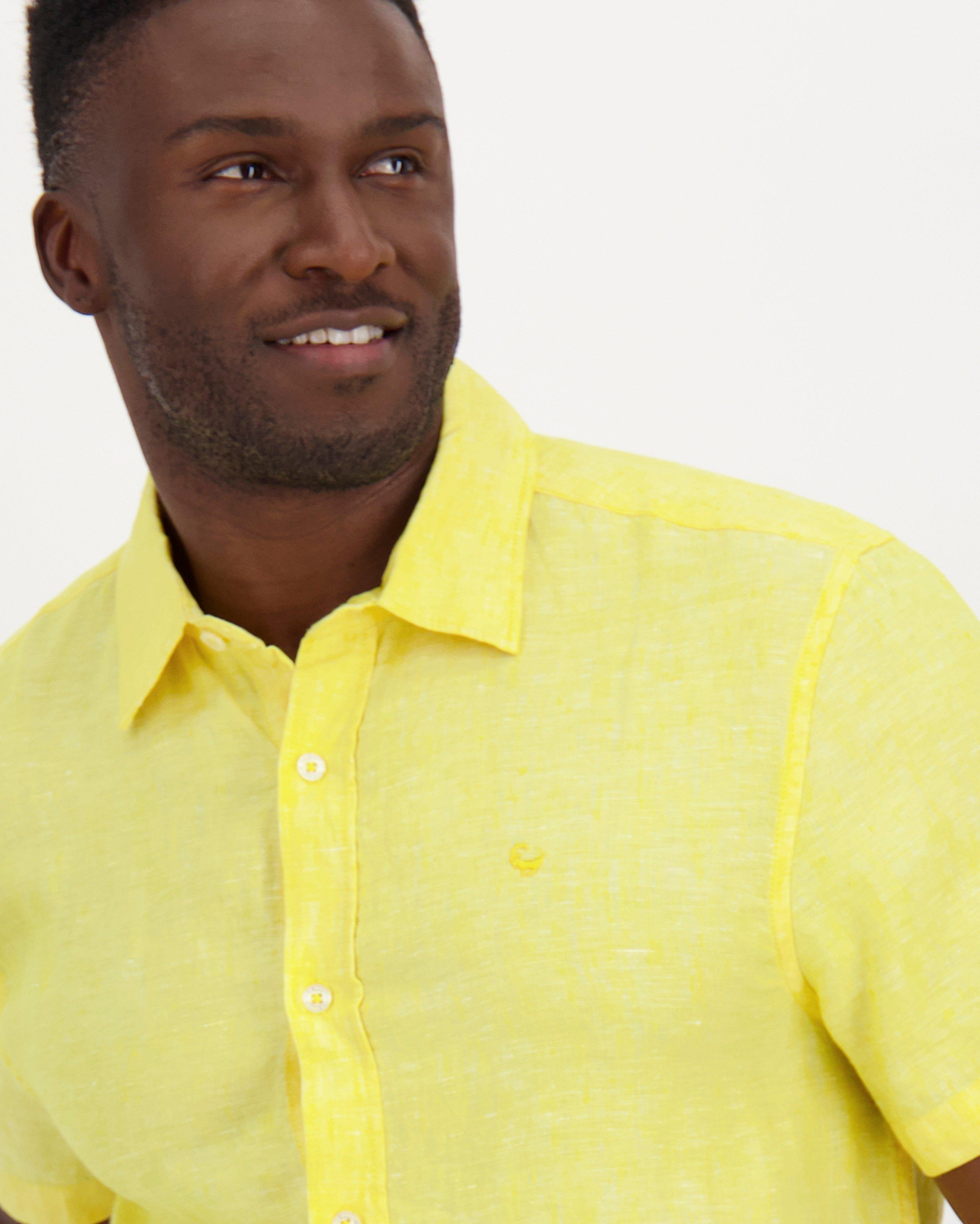 Old Khaki Men’s Laz Linen Slim Fit Shirt -  Yellow