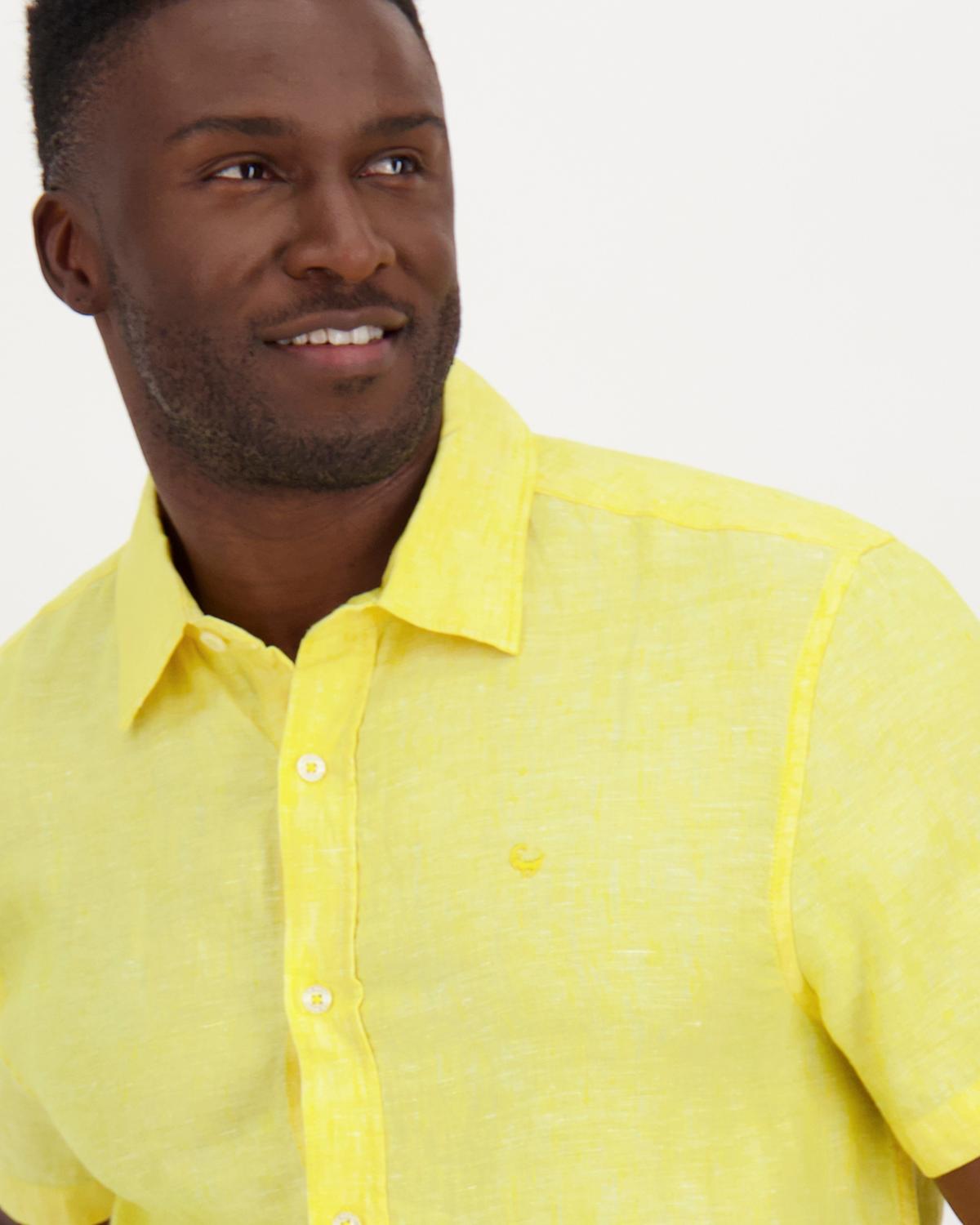 Old Khaki Men’s Laz Linen Slim Fit Shirt -  Yellow