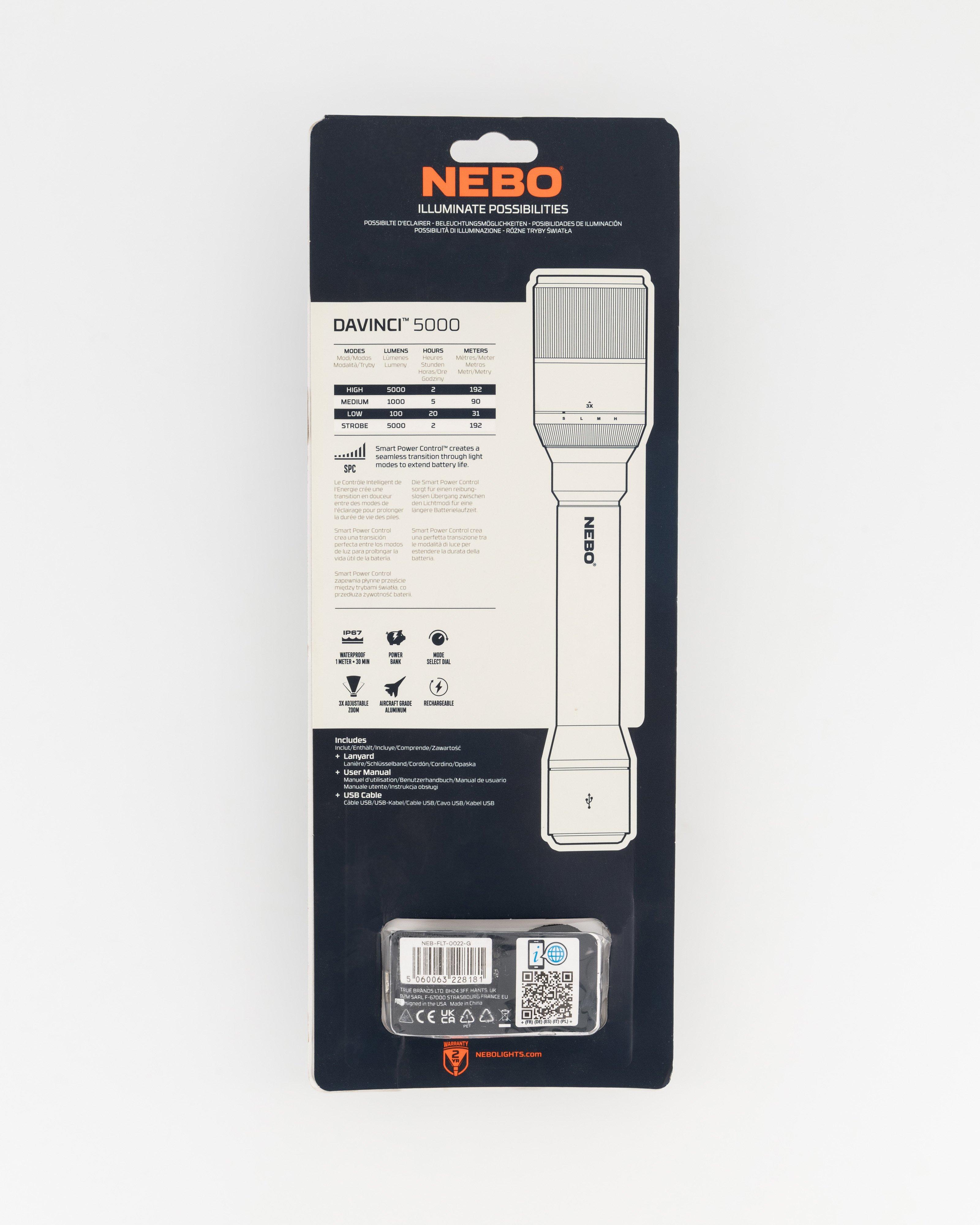 Nebo Davinci™ 5 000 Lumen Rechargeable Torch -  Black