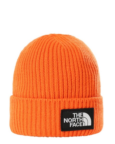 The North Face Logo Box Cuffed Beanie -  orange