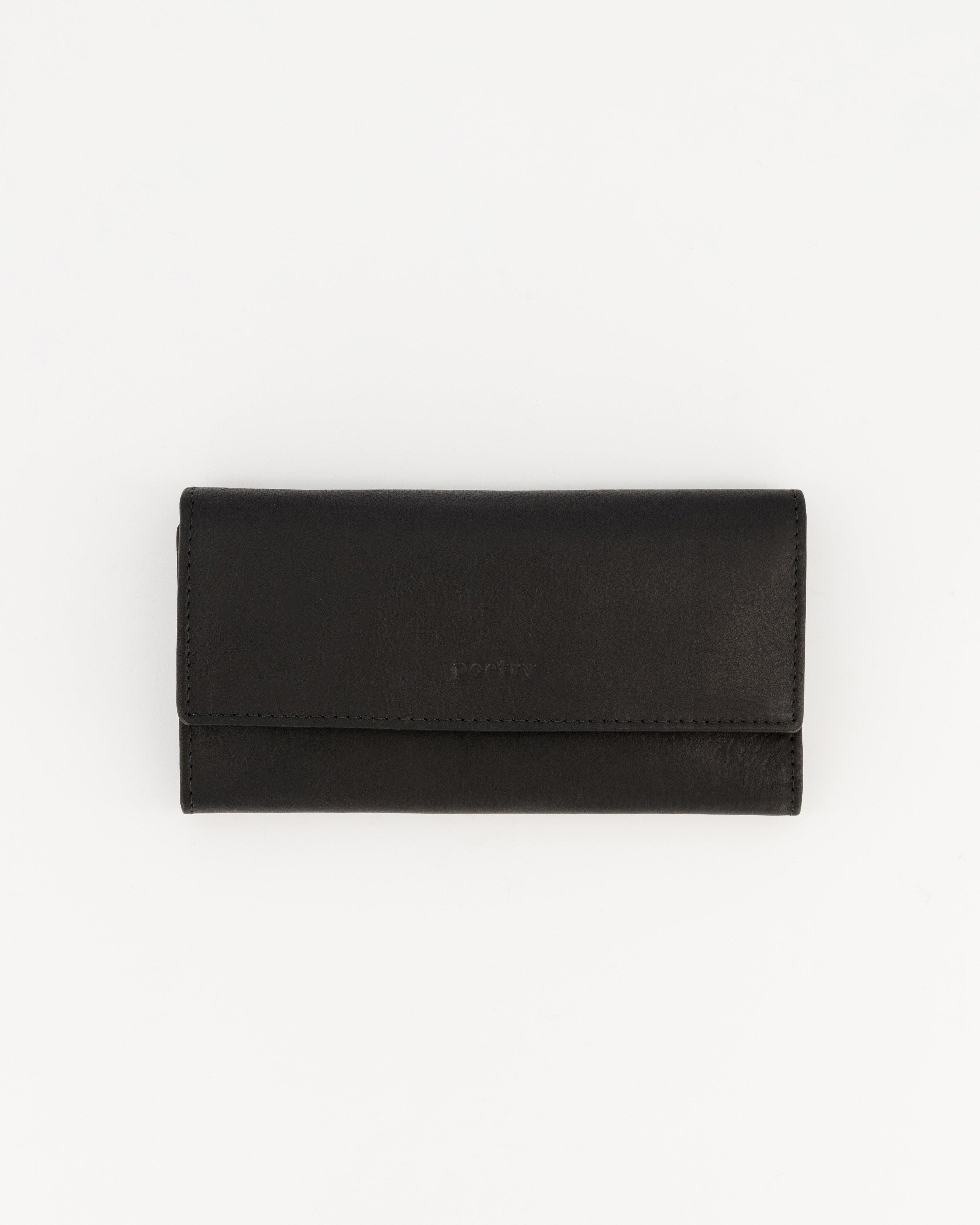 Sonia Structured Leather Wallet -  Black