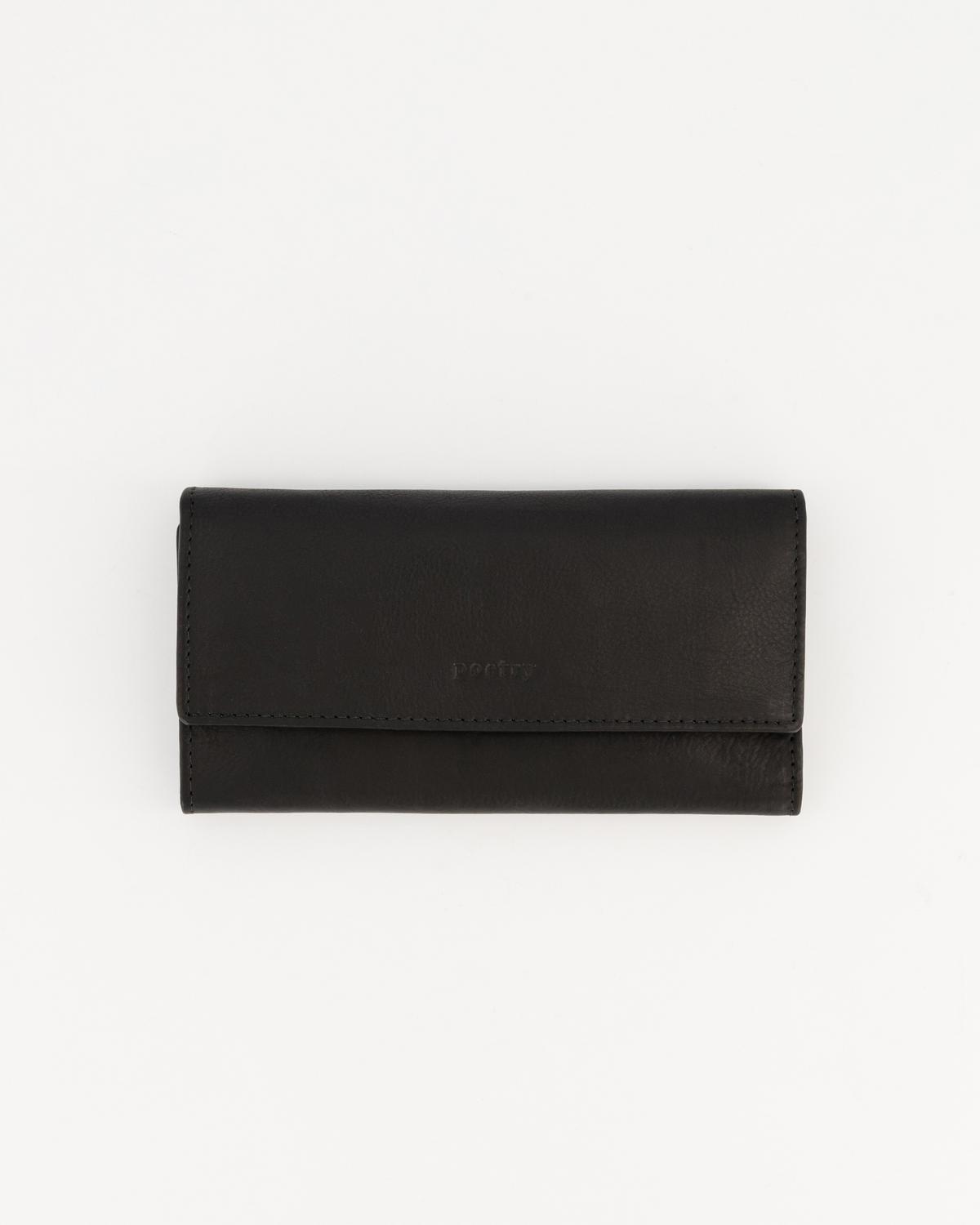 Sonia Structured Leather Wallet -  Black