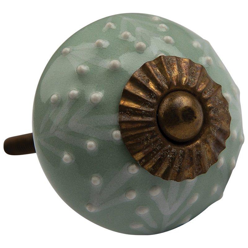 Green Leaf Floral Knob -  Green