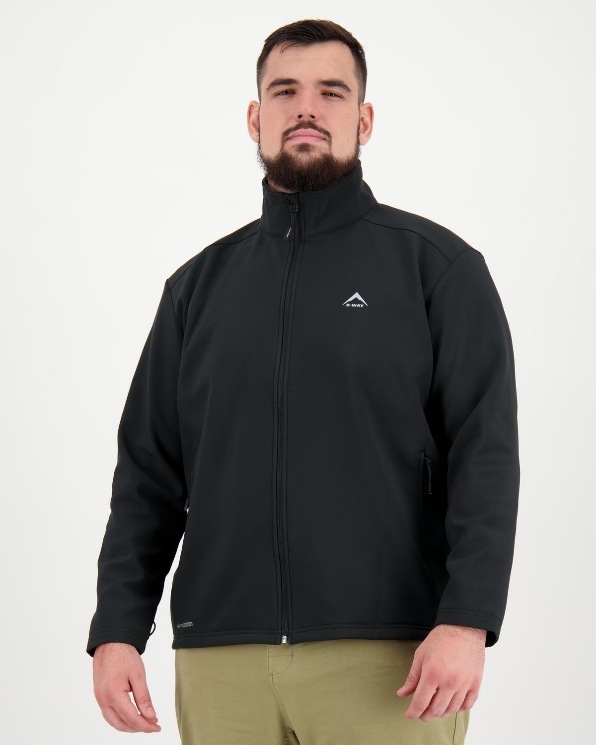 K-Way Men's Felixx Eco Softshell Jacket Extended Sizes -  Black