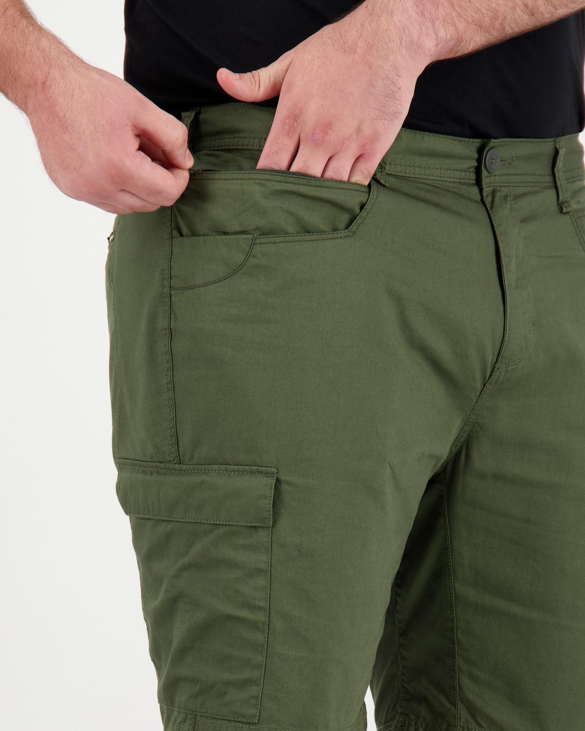 K-Way Elements Men’s Safari Cargo Shorts Extended Size  -  Dark Olive