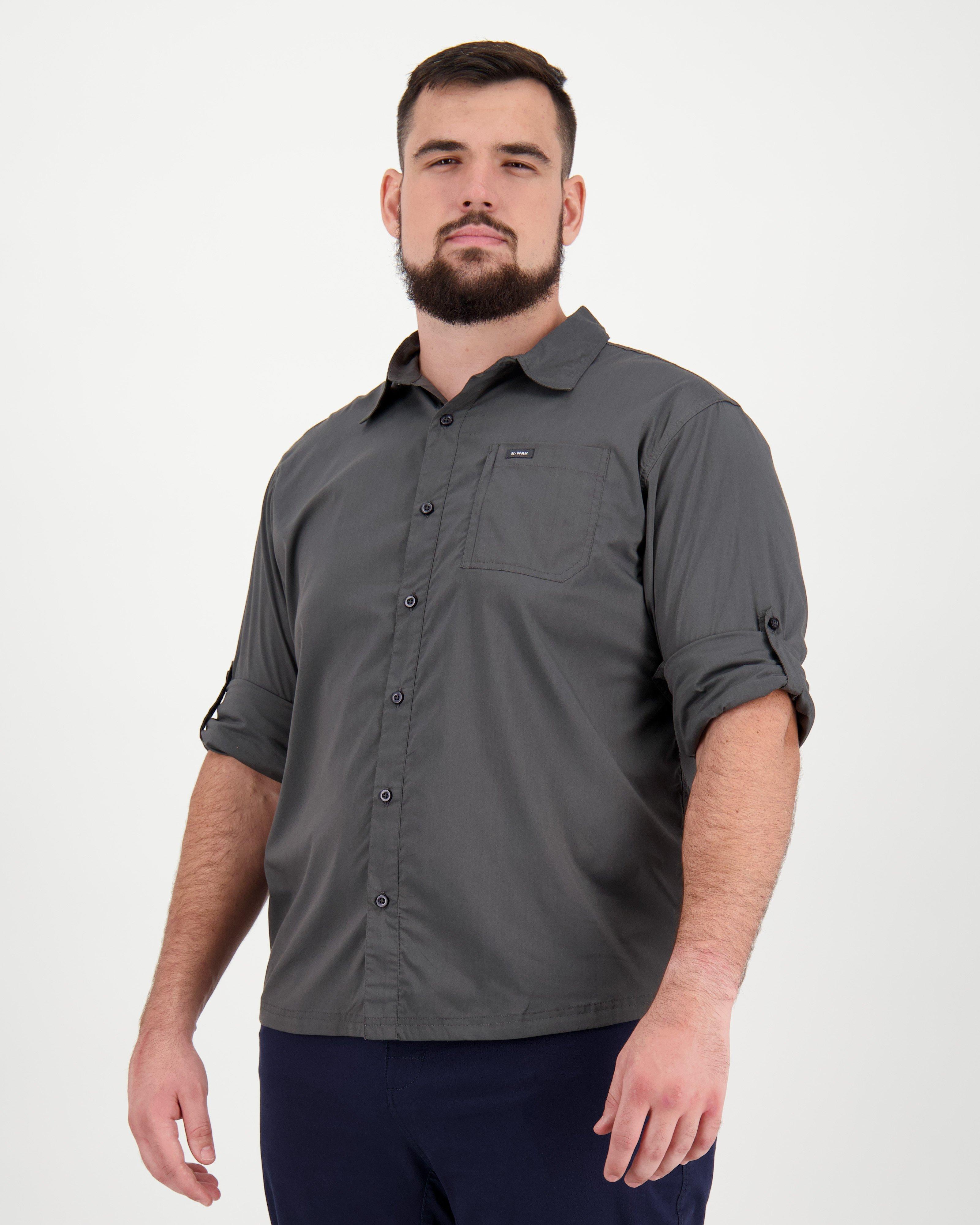 K-Way Elements Men's Extended Sizes Travel Long Sleeve Shirt -  Graphite