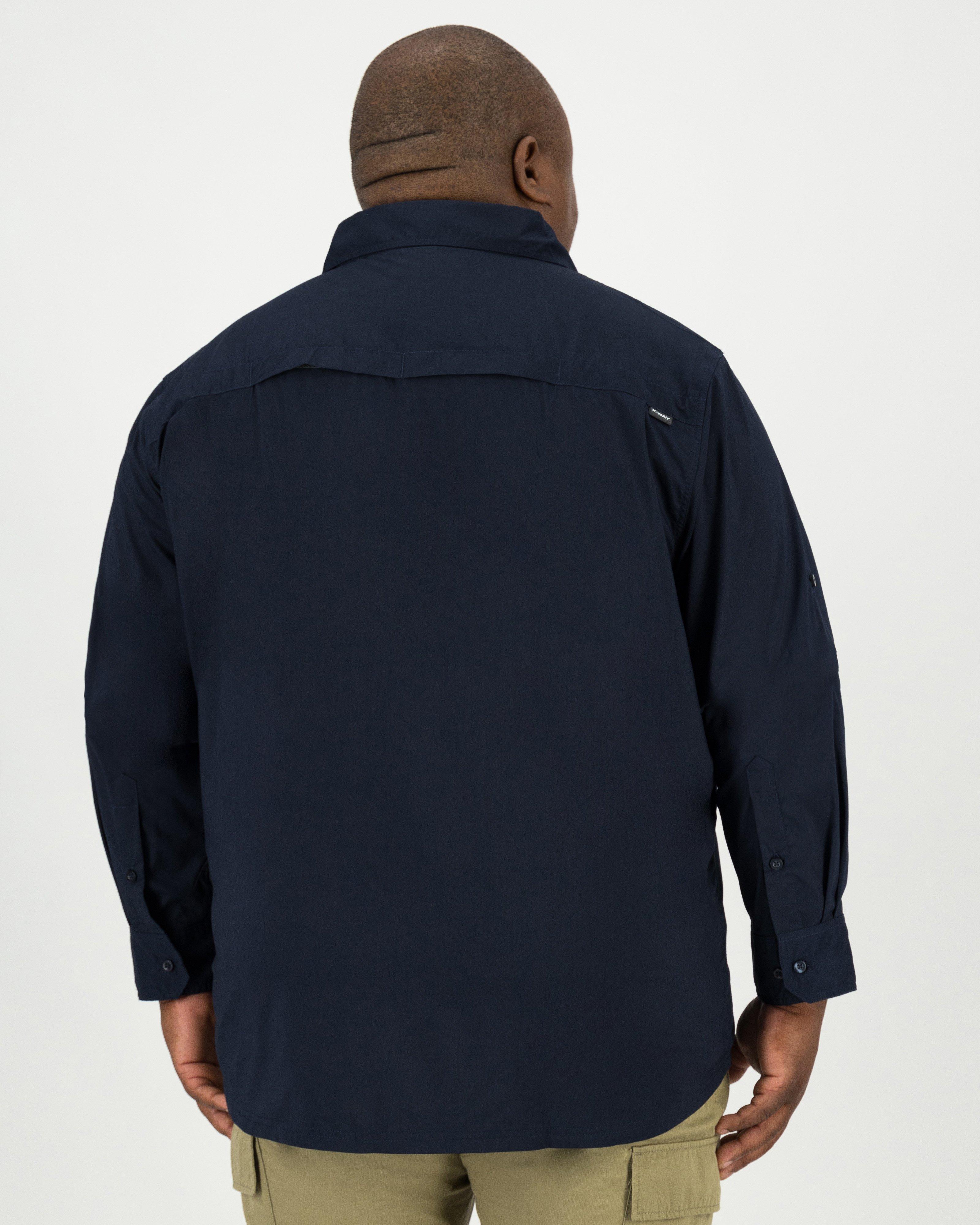 K-Way Elements Men's Extended Sizes Travel Long Sleeve Shirt -  Navy
