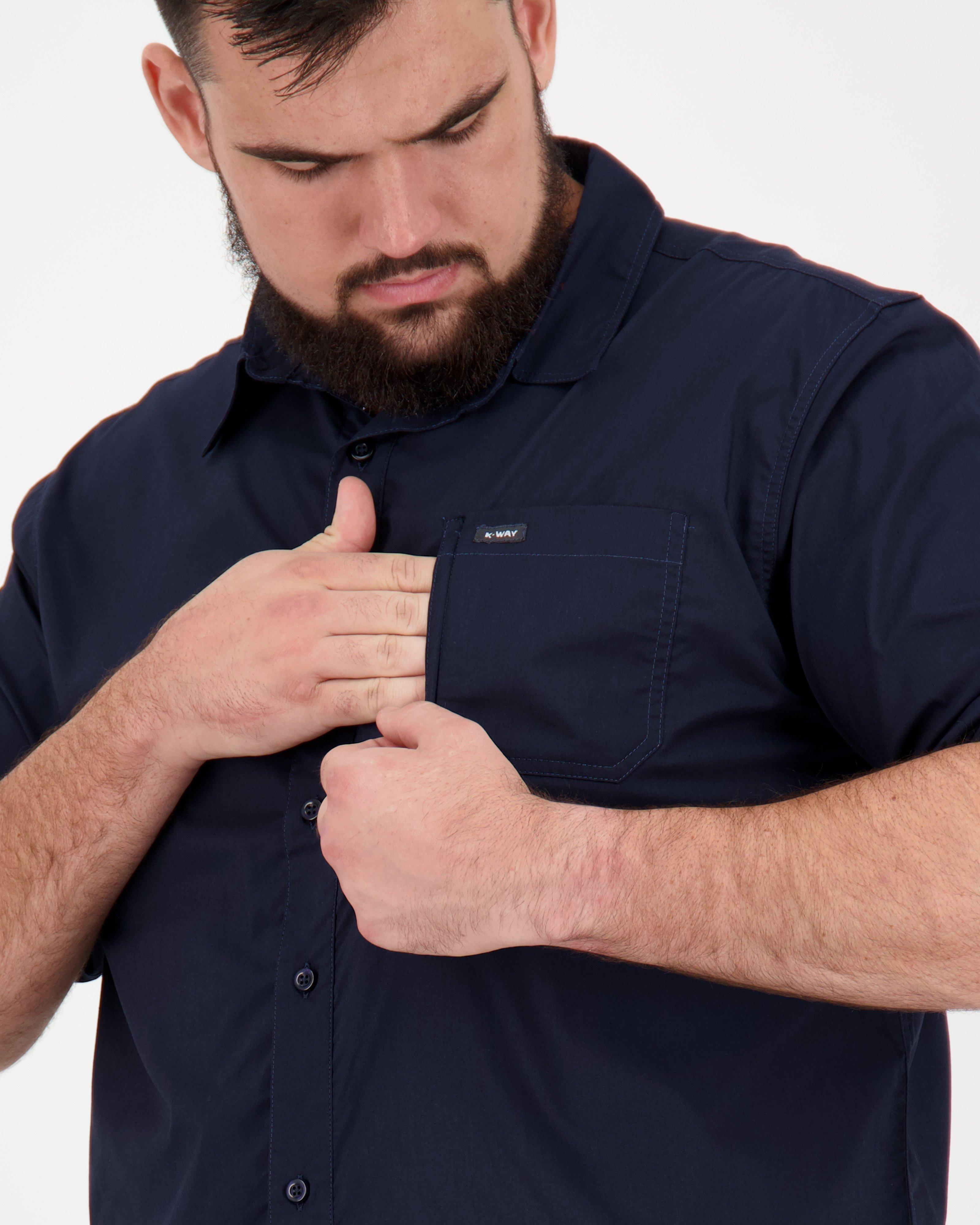 K-Way Elements Men's Extended Sizes Travel Long Sleeve Shirt -  Navy
