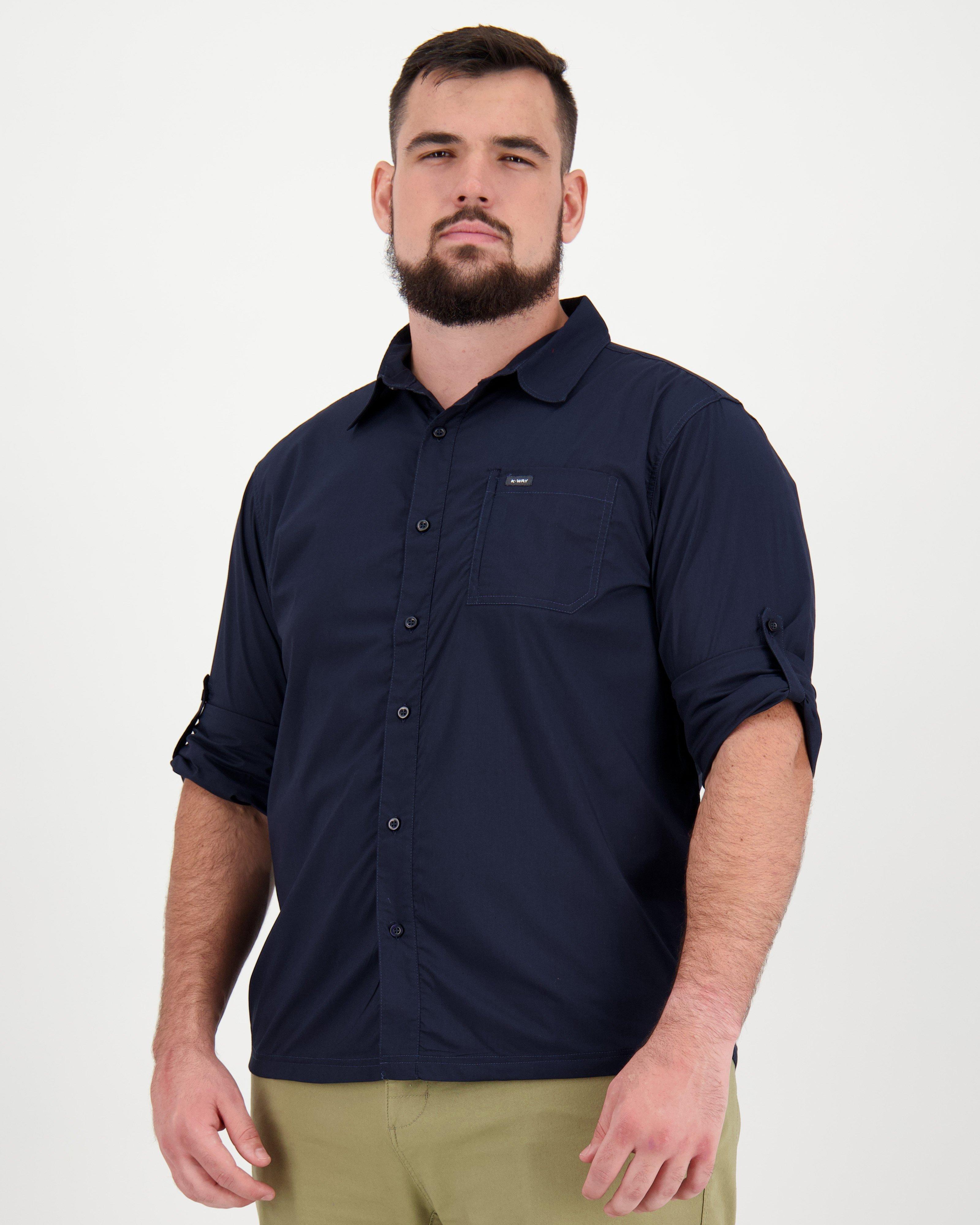 K-Way Elements Men's Extended Sizes Travel Long Sleeve Shirt -  Navy