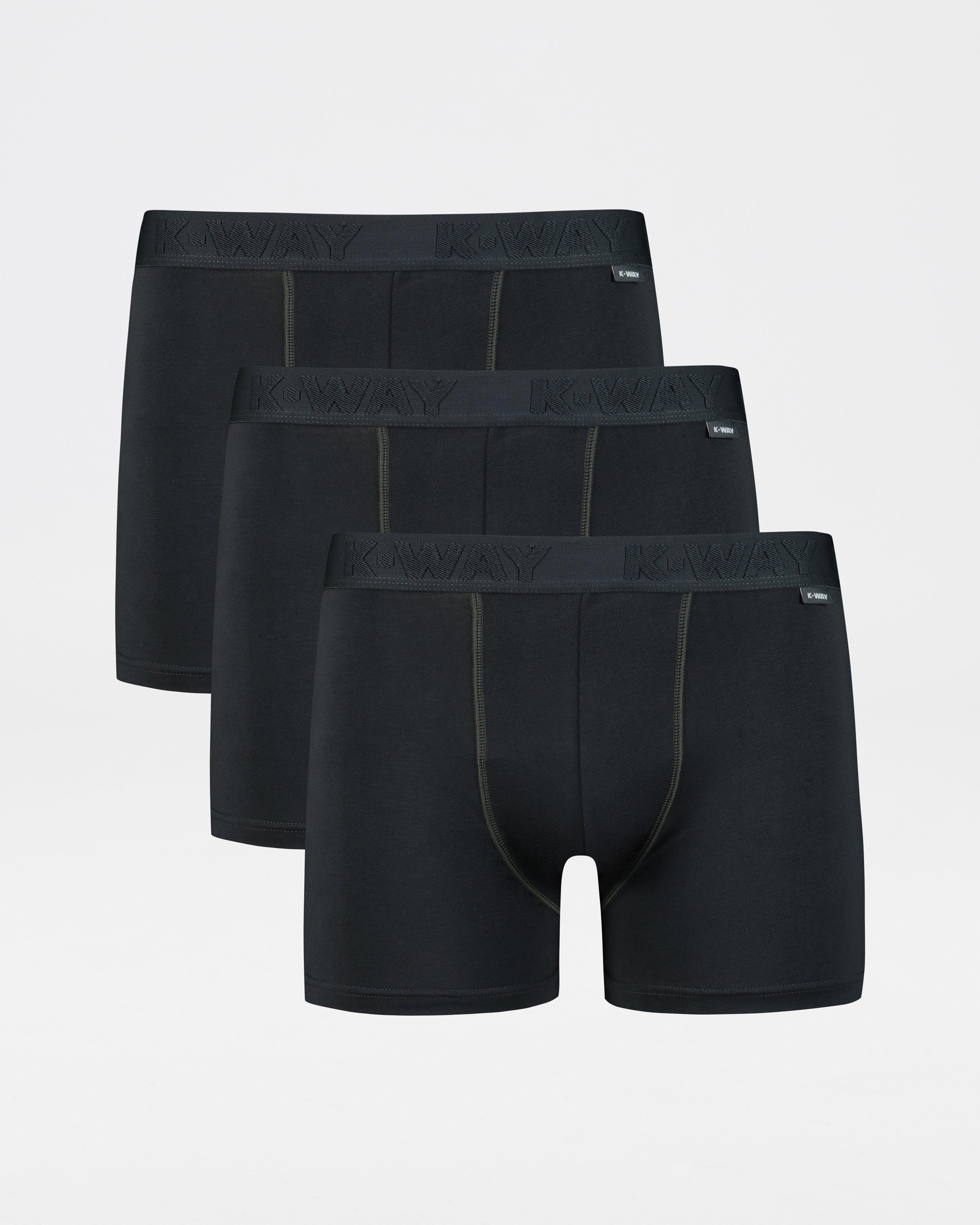 K-Way Elements Men’s Cotton Stretch Trunks - 3 Pack -  Black