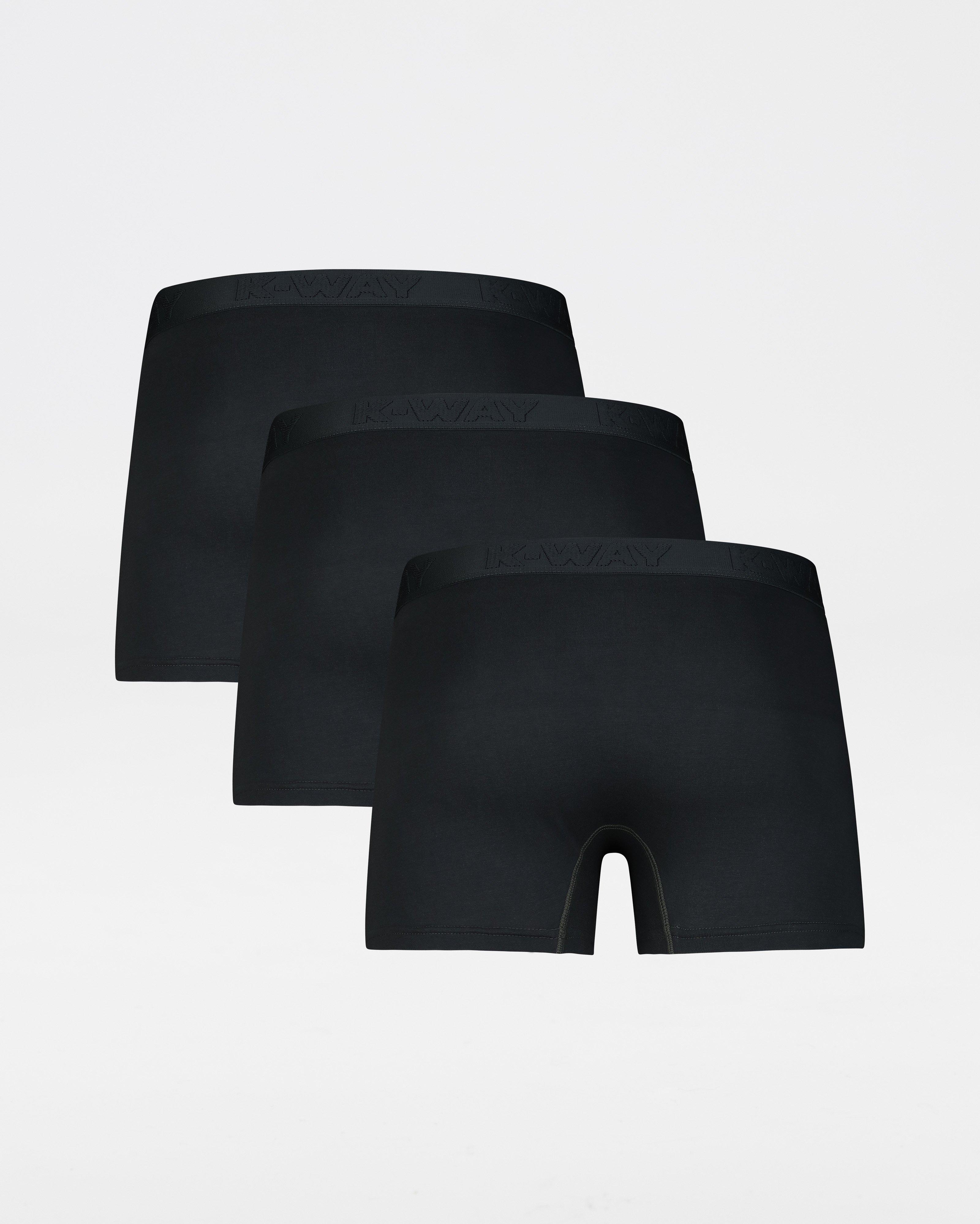 K-Way Elements Men’s Extended Size Cotton Stretch Trunks - 3 Pack -  Black