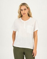 Rare Earth Hannah Linen-Knit Combo Shirt -  white
