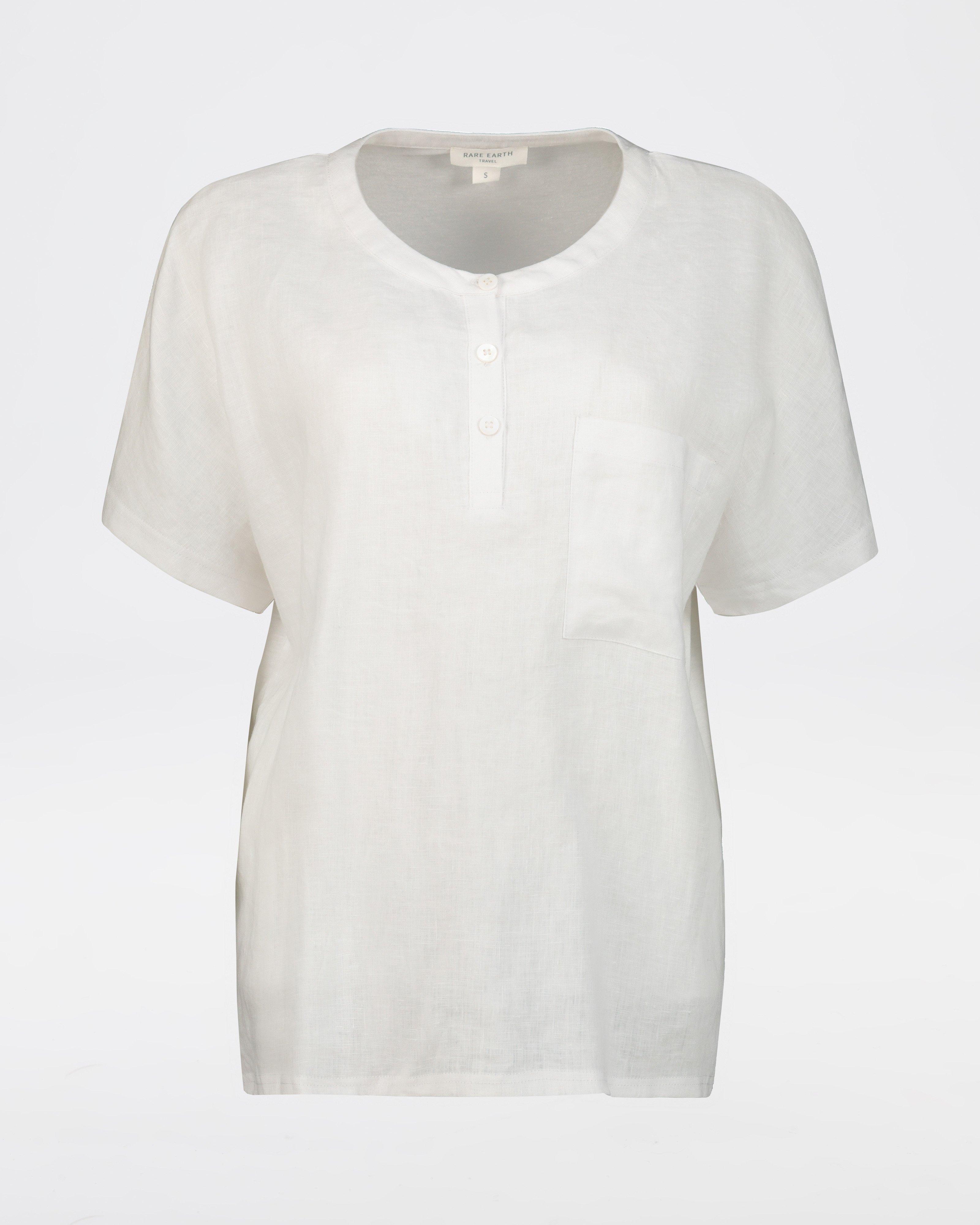 Rare Earth Women's Hannah Linen Knit Blouse -  White