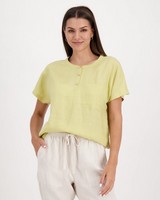Rare Earth Hannah Linen-Knit Combo Shirt -  yellow