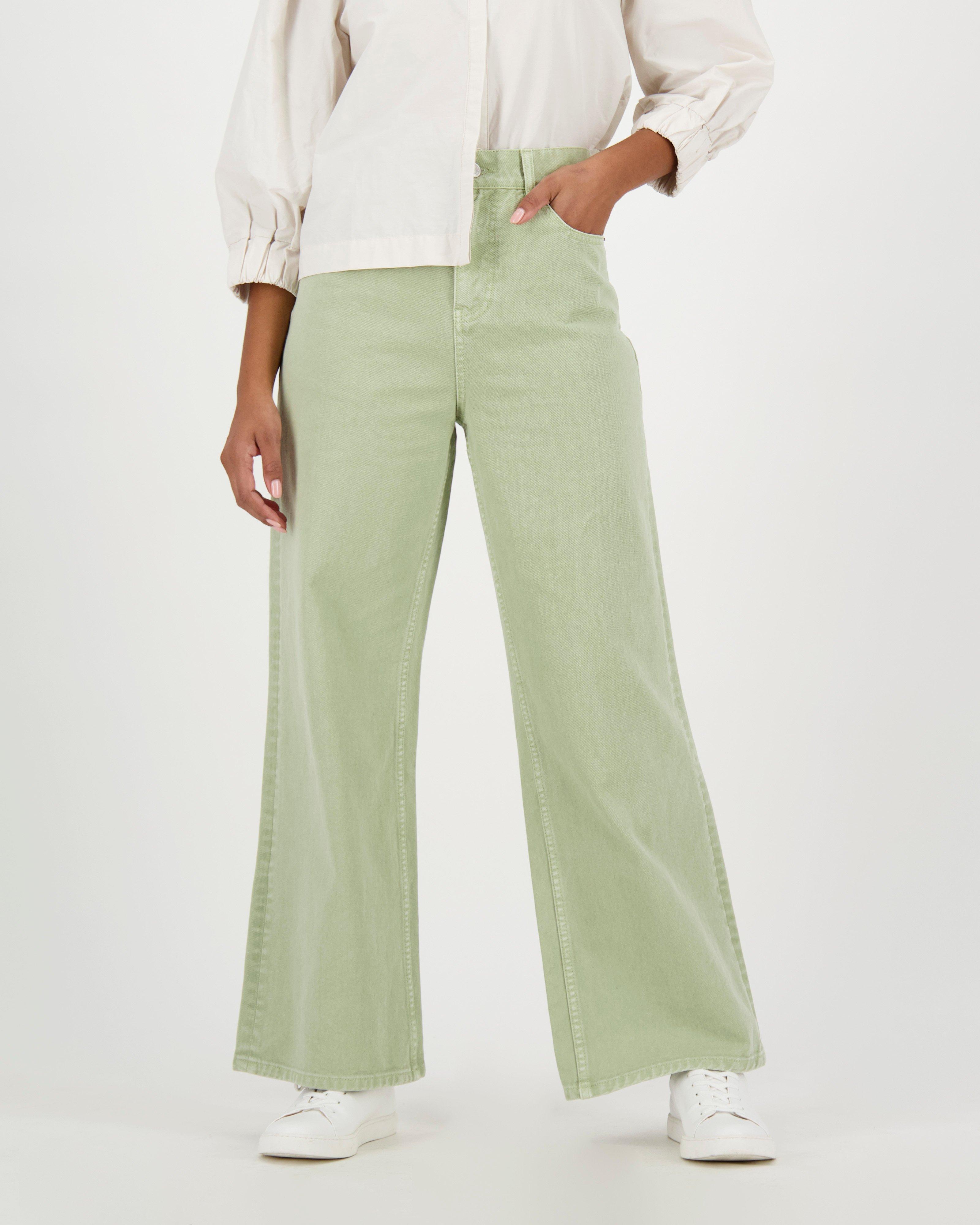 Kyra Wide Leg Denim -  green