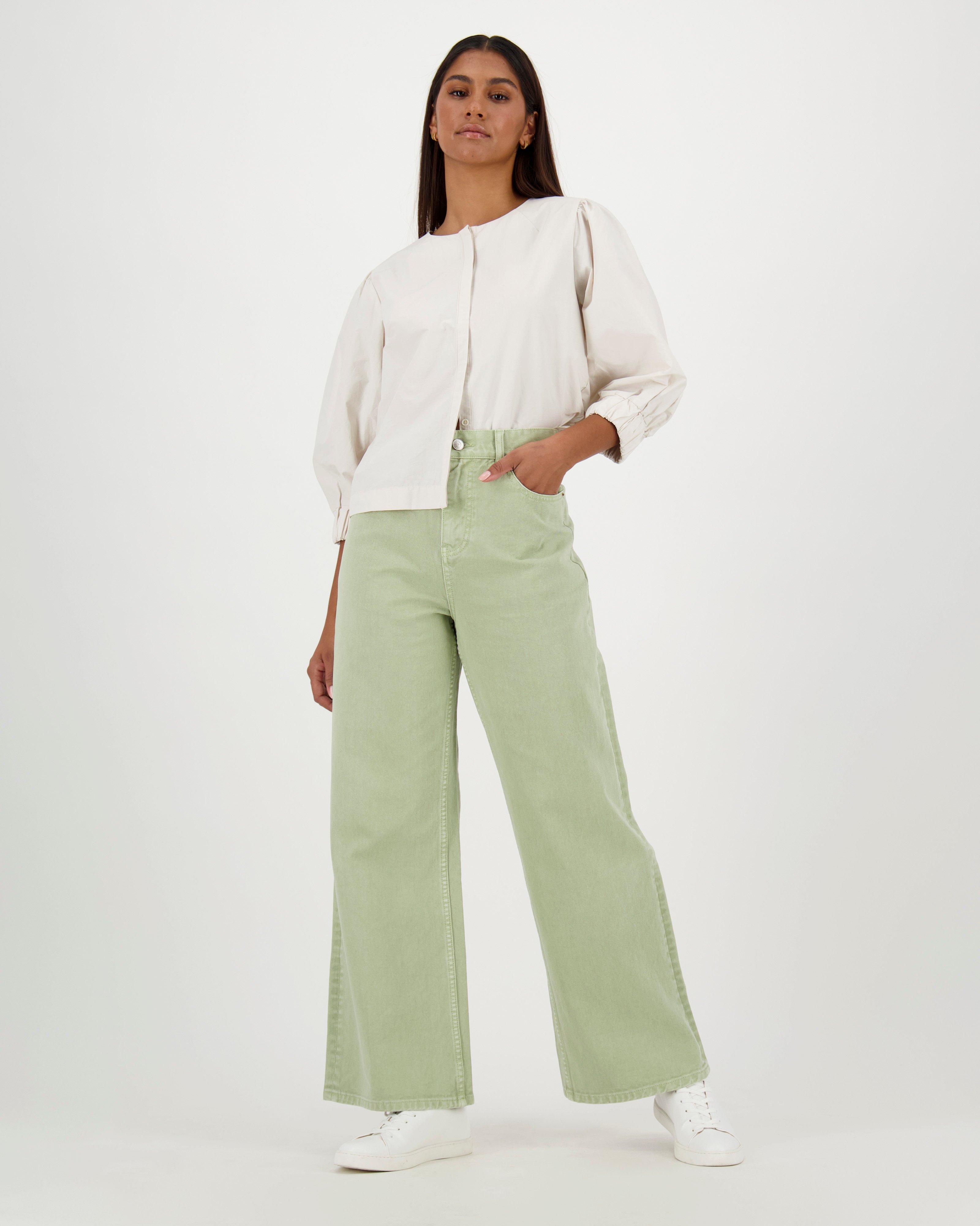 Kyra Wide Leg Denim -  green