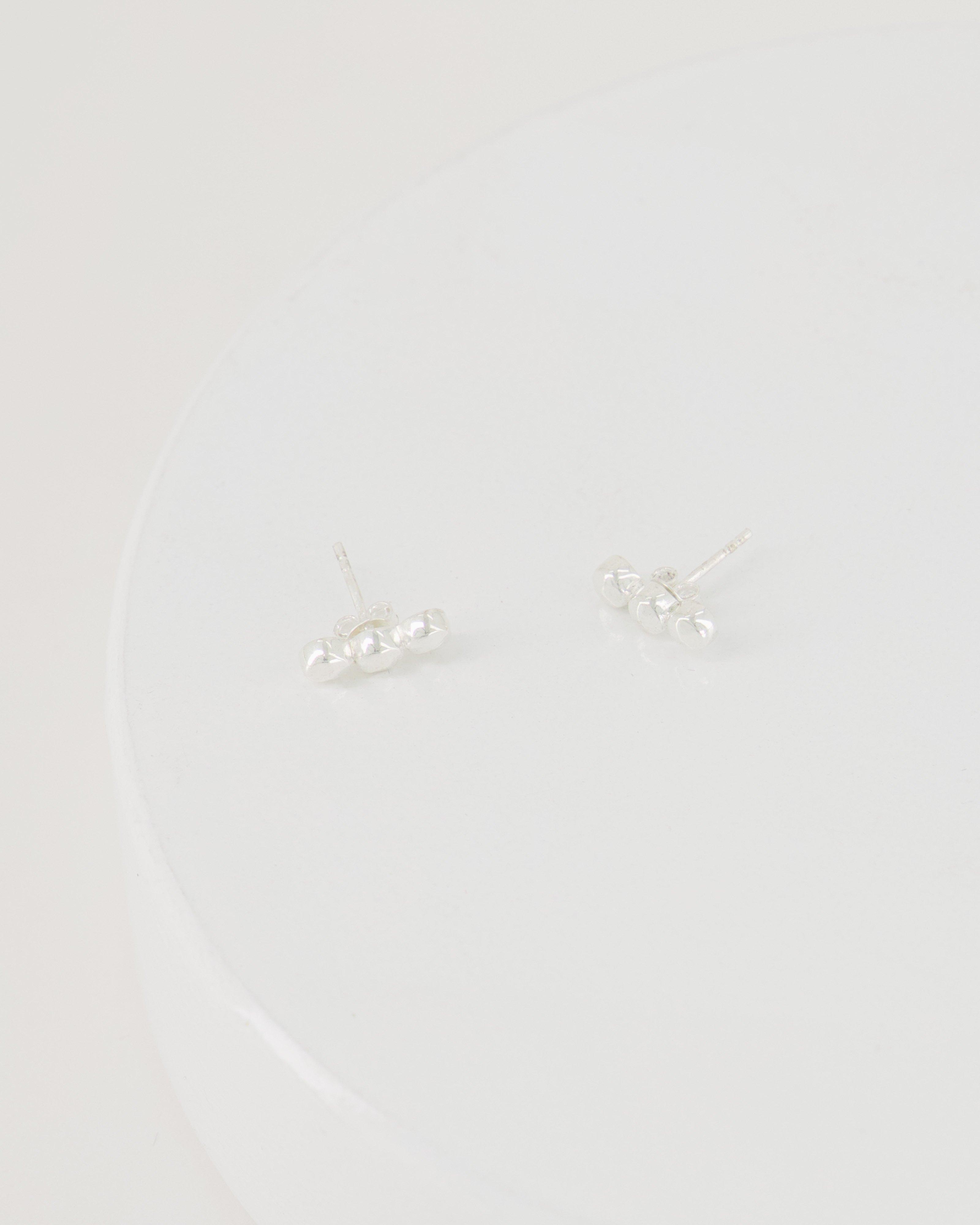 Plain Crawler Stud Earrings -  Silver