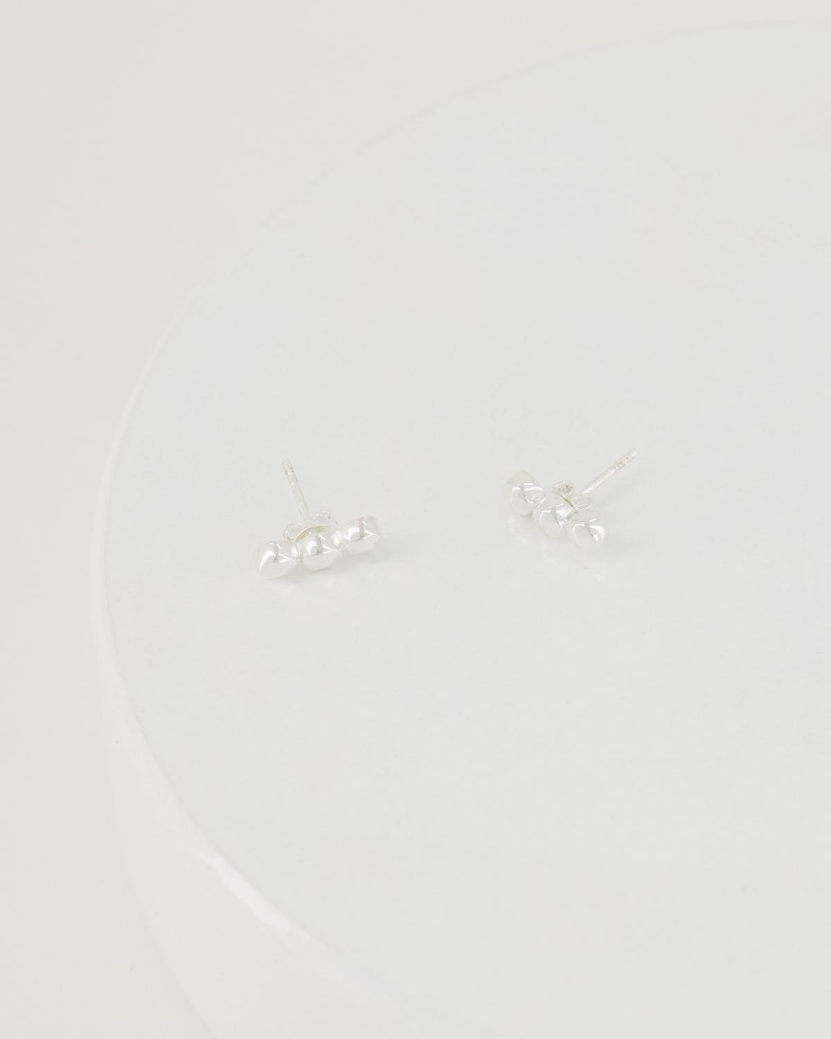 Plain Crawler Stud Earrings -  Silver