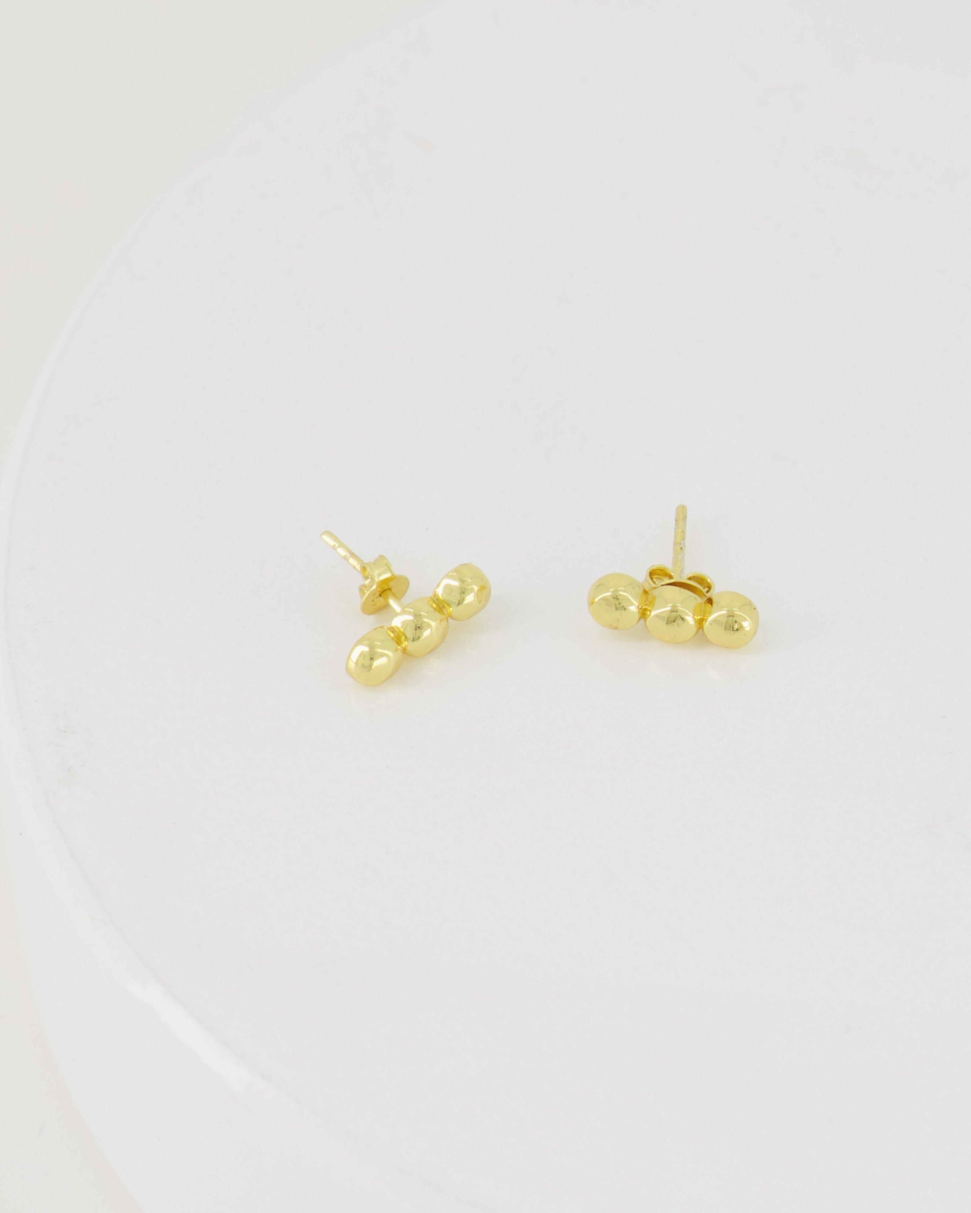 Plain Crawler Stud Earrings -  Gold