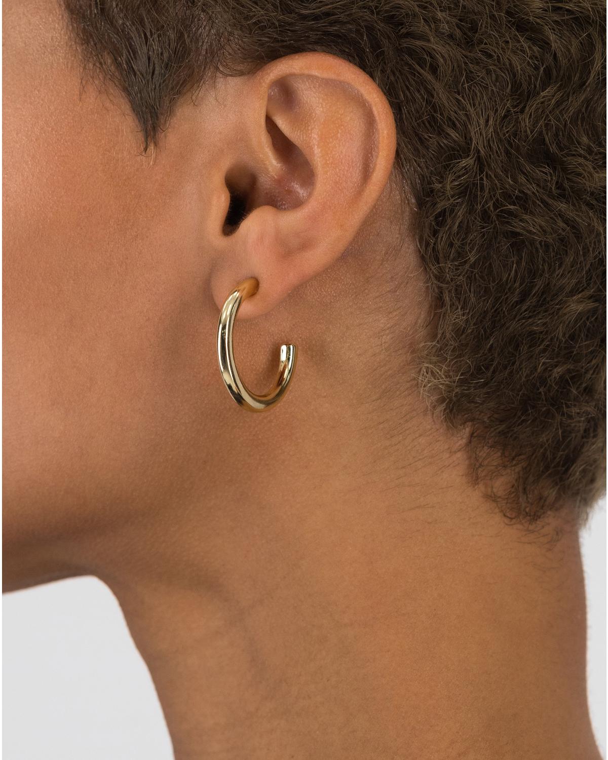 Metal Hoop Earrings -  Gold