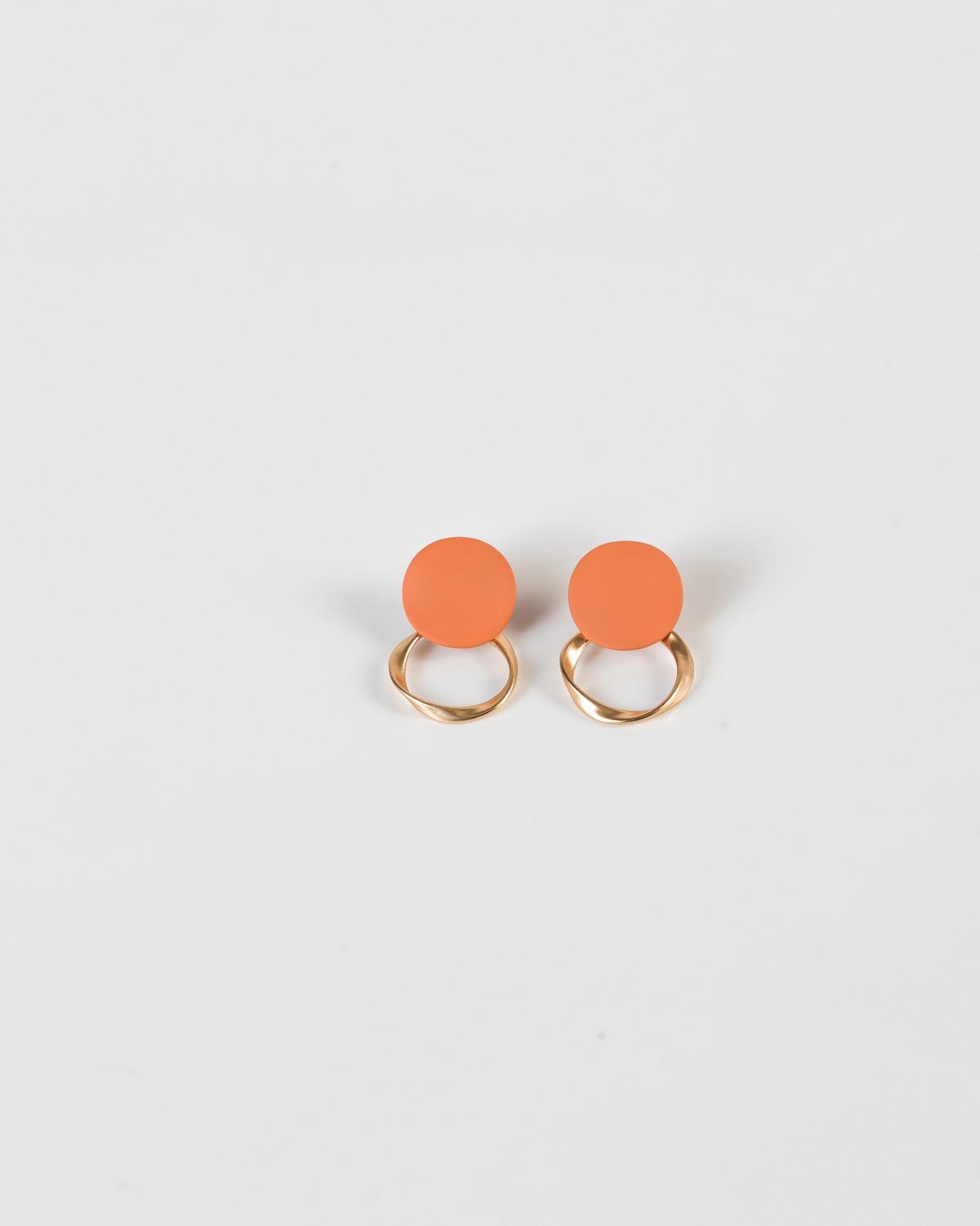 Twisted Disk Earrings -  Coral