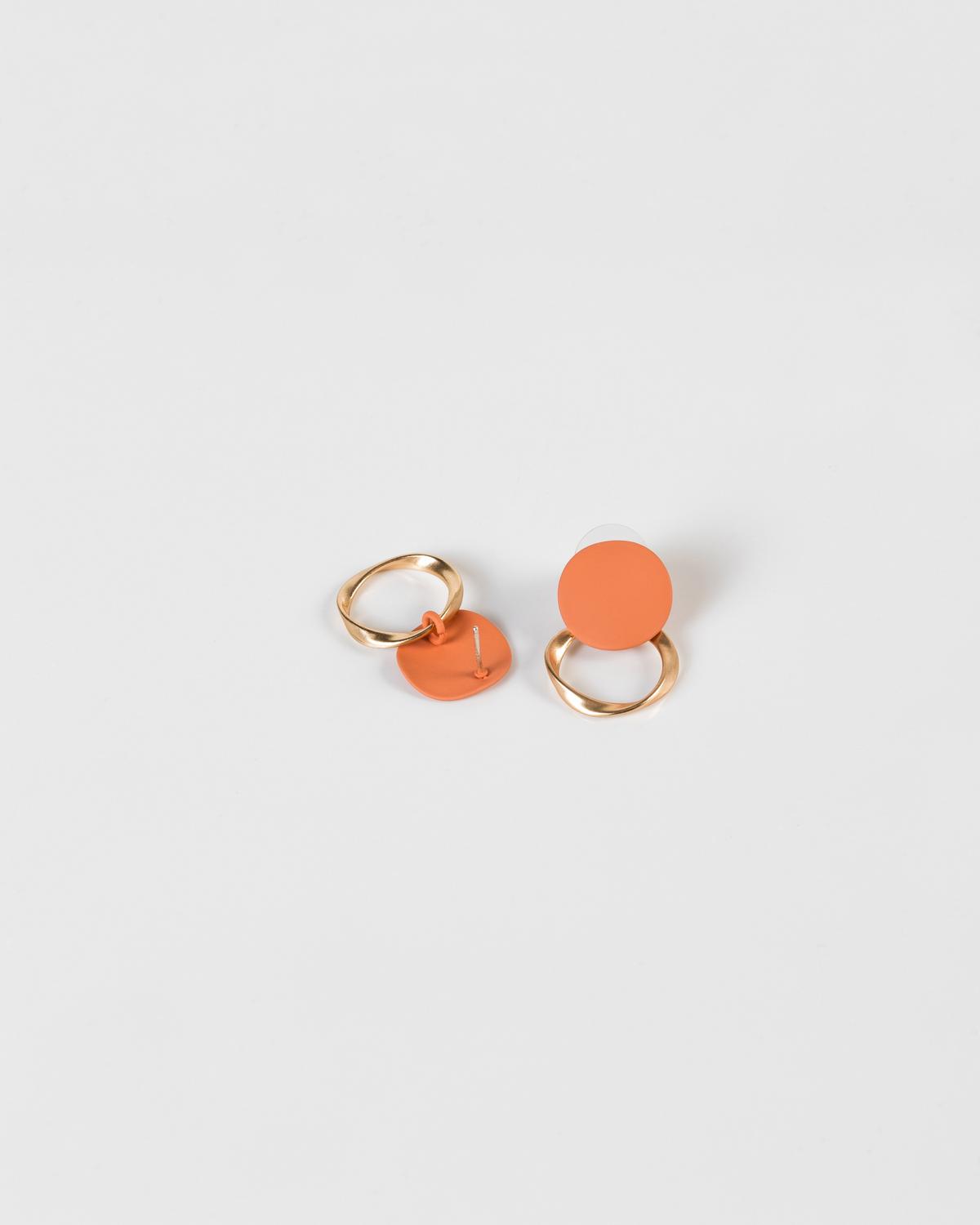 Twisted Disk Earrings -  Coral