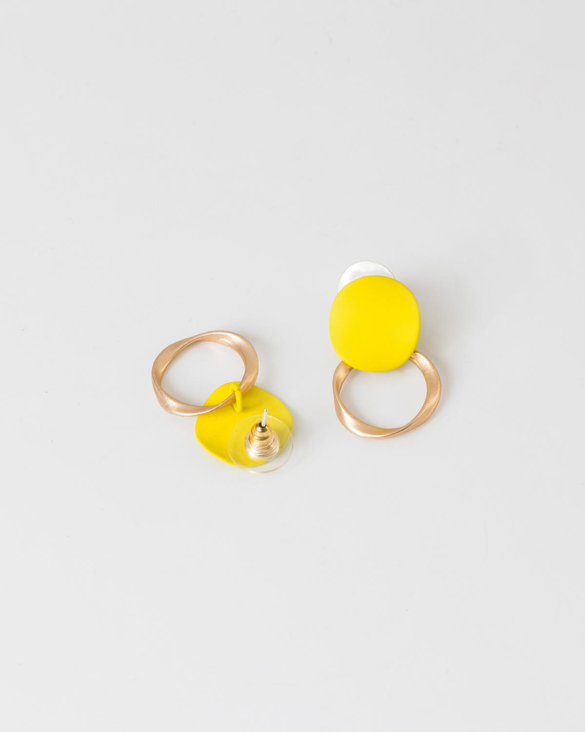 Twisted Disk Earrings -  Egg Yellow