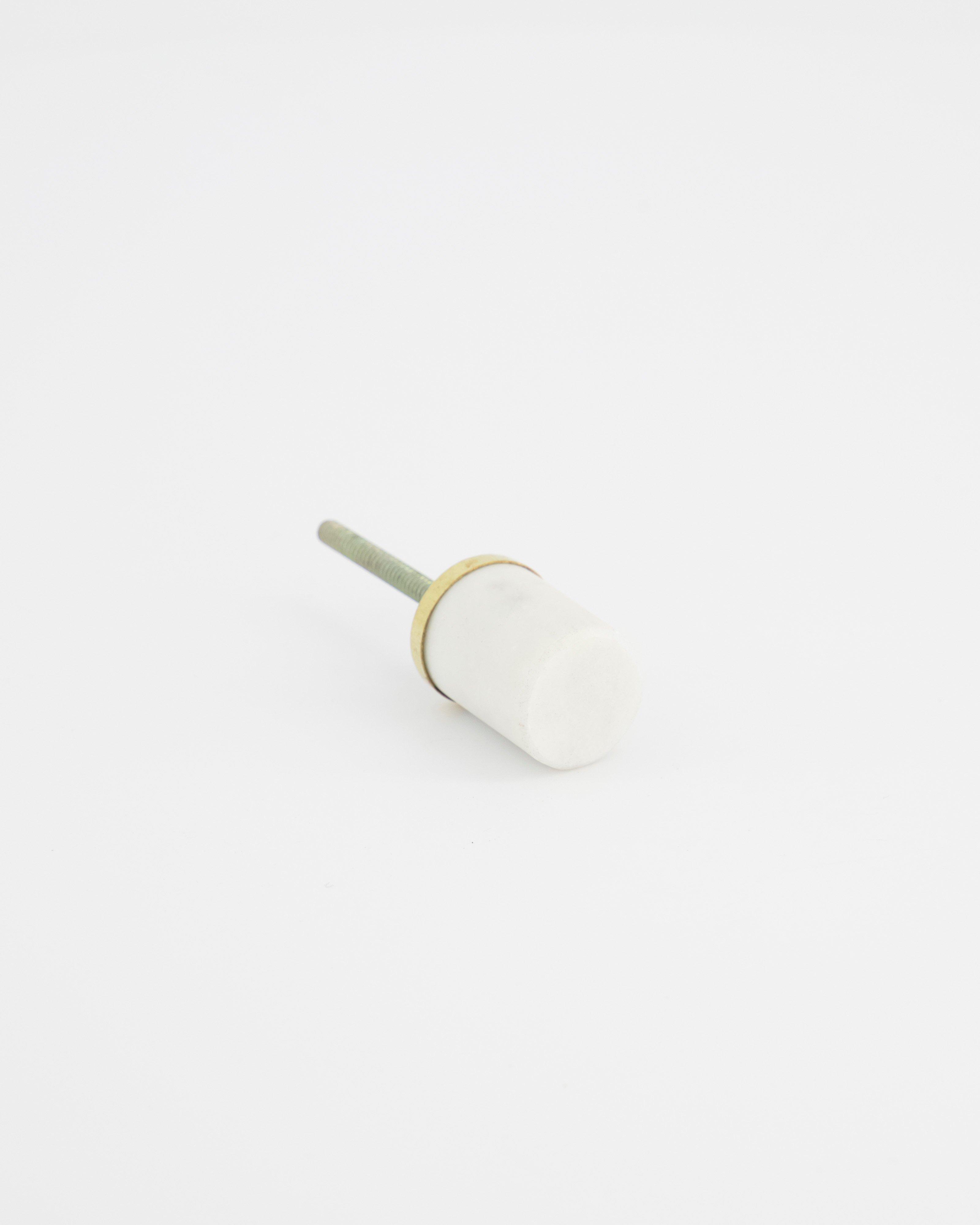 White Marble and Brass Knob -  White