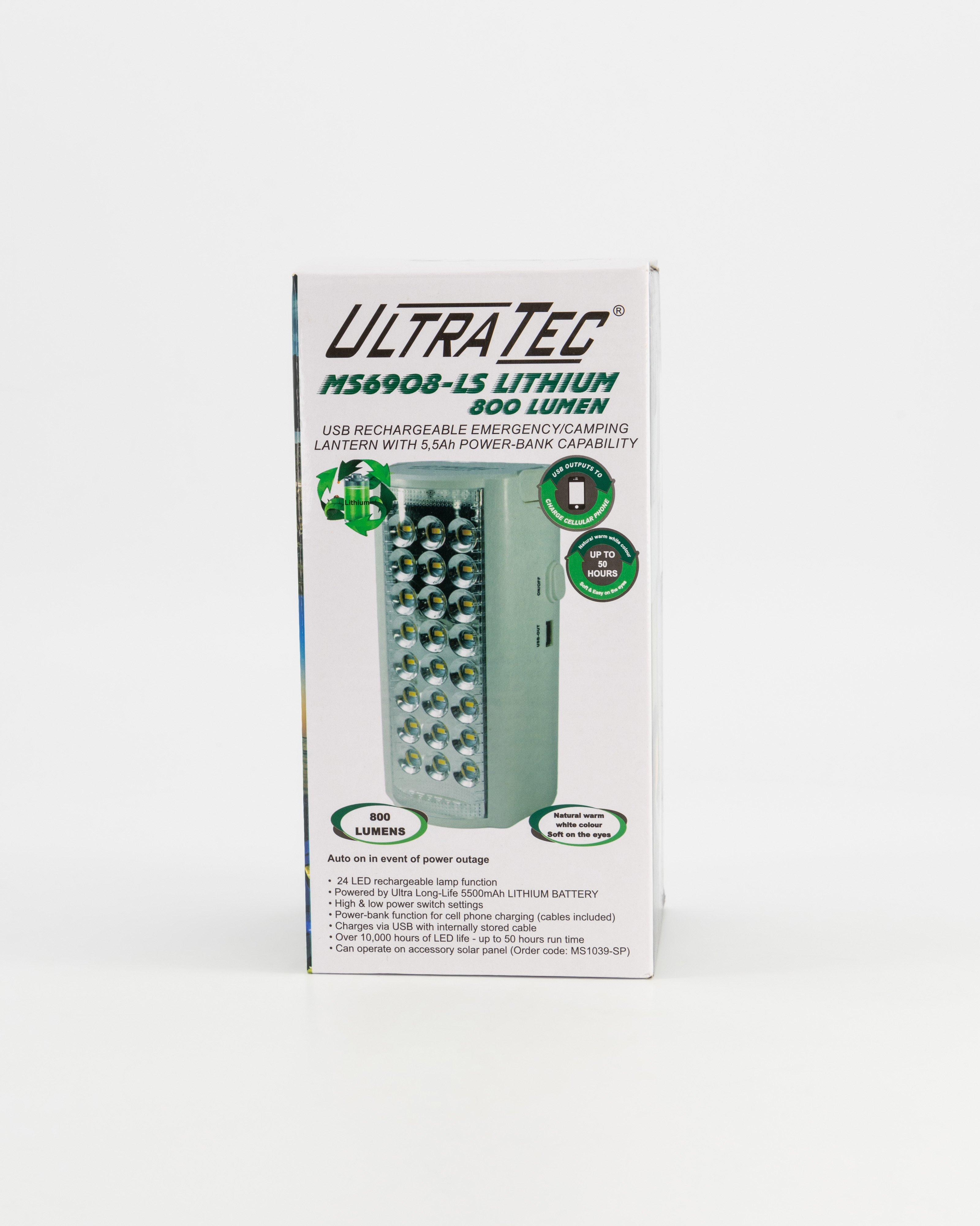 UltraTec Back-Up 800 Lumen Single Lithium Lantern -  No Colour