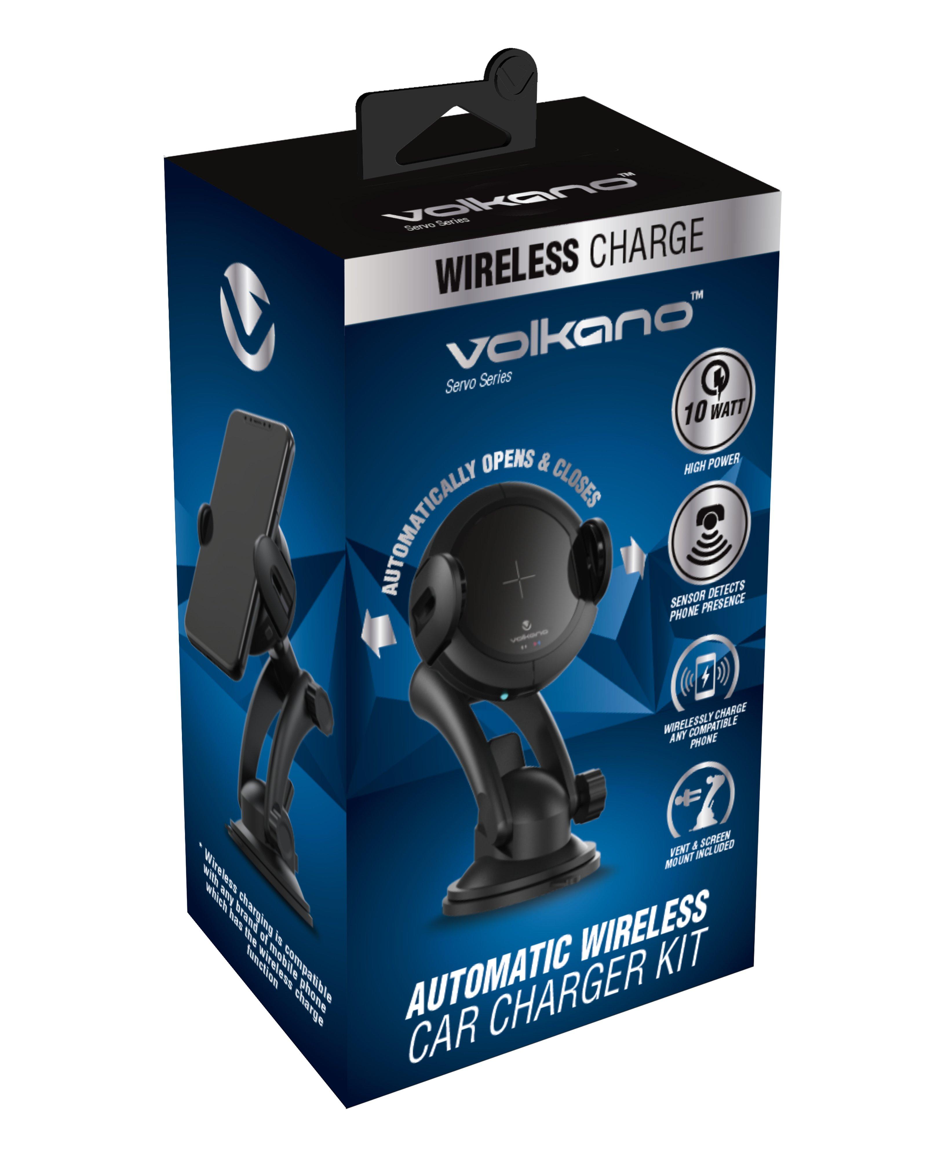 Volkano Servo Series Automatic Car Wireless Charger Kit -  Black