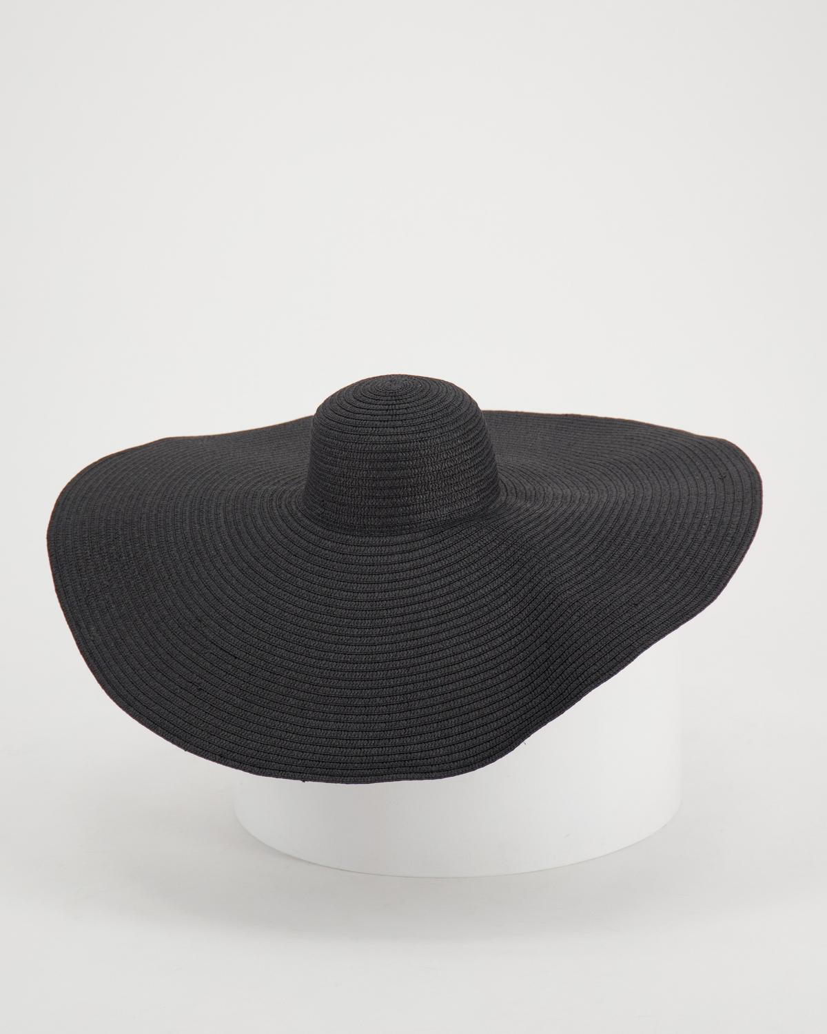 Orchid Exaggerated Wide Brim Hat -  black