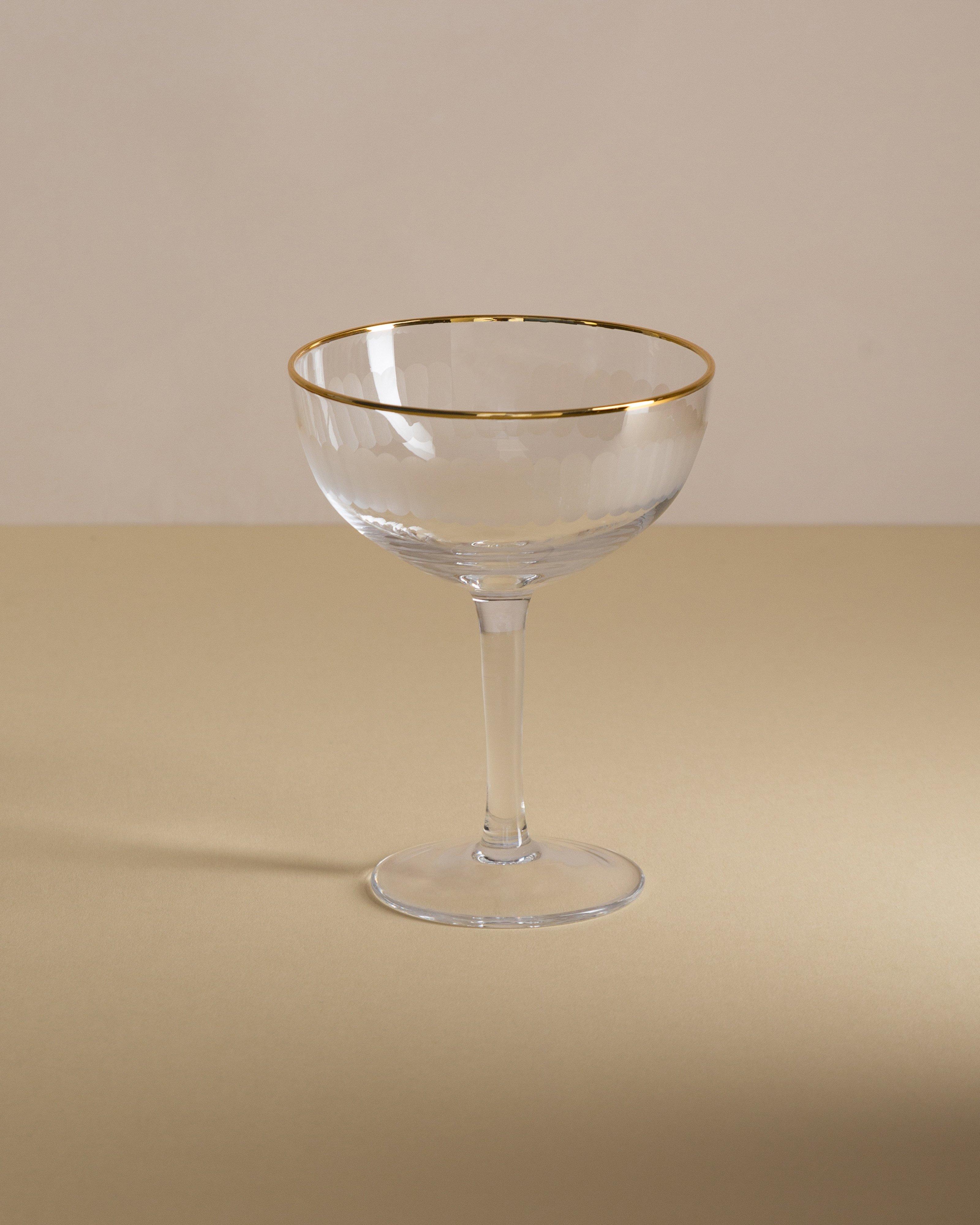 Gold Rim Ribbed Coupe Glass Poetry Clothing Store